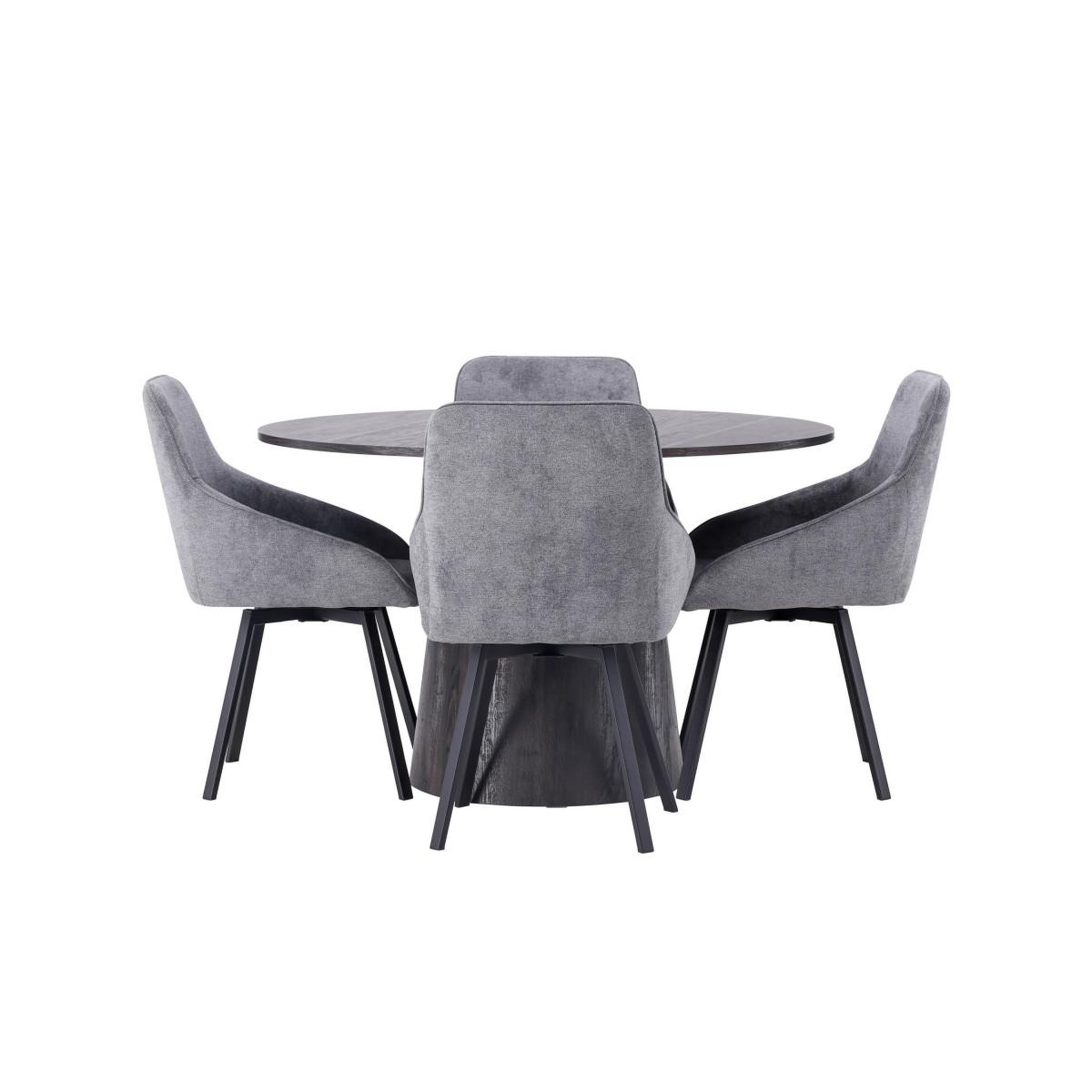 Voir la diapositive 2 : Paris Prix Ensemble table à manger & 4 chaises  lanzo & rosie  120cm gris & moka