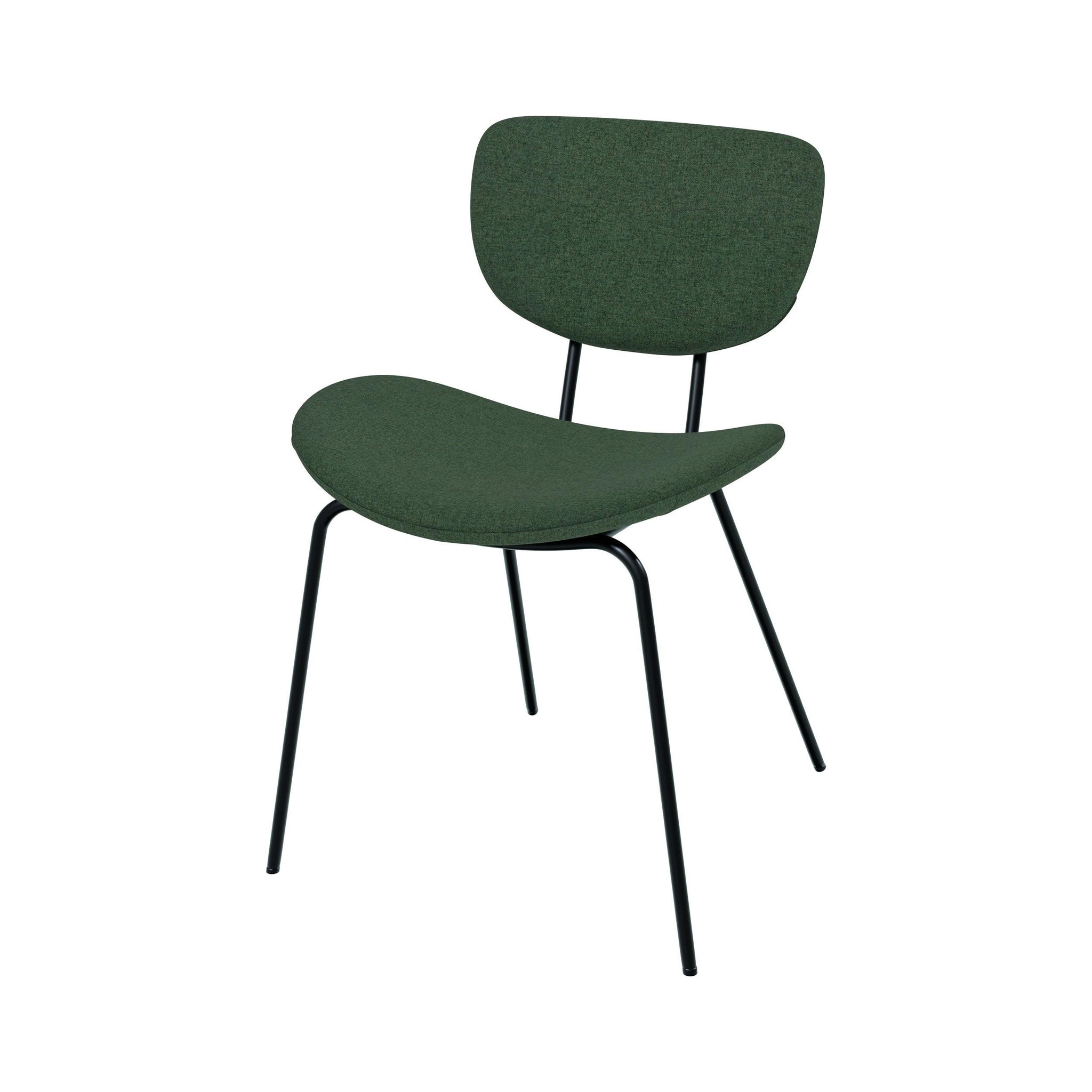 Voir la diapositive 3 : MAISON PAVANE Chaise en tissu vert et pieds en métal noir (lot de 2)-verner
