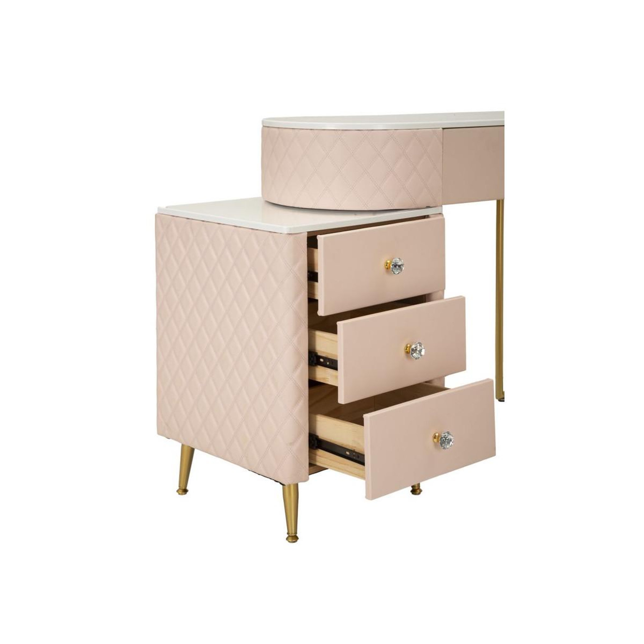 Voir la diapositive 6 : Paris Prix Coiffeuse avec pouf effet marbre  sharon  120 rose & or