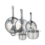 ELO Ensemble de 3 Poêles de cuisson 24, 28 et 32 cm et 2 faitouts 14 et 20 cm Elo Profi Brillant