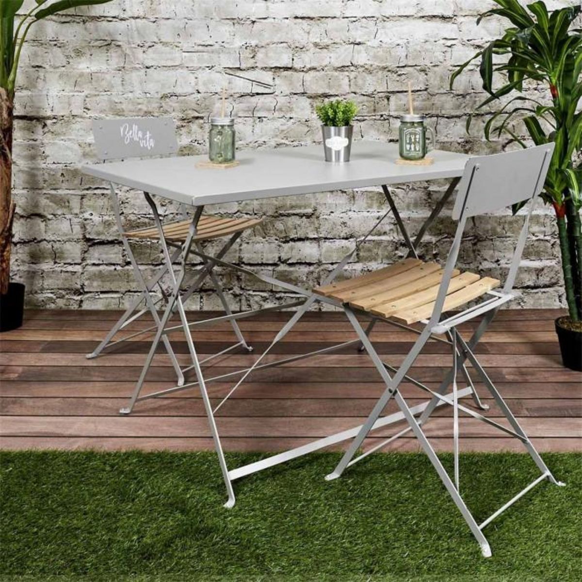 Paris Prix Table de Jardin Pliante  Palerme  110cm Taupe