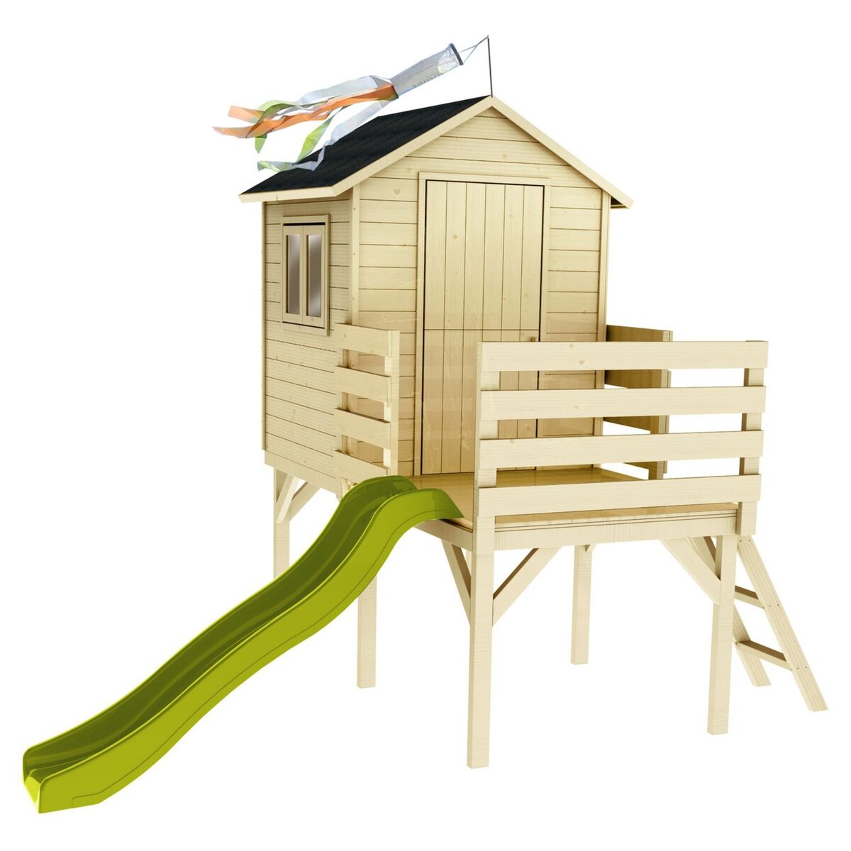 Soulet Cabane de jardin pour enfant avec toboggan - Bois - H2.49m - JOSEPHINE