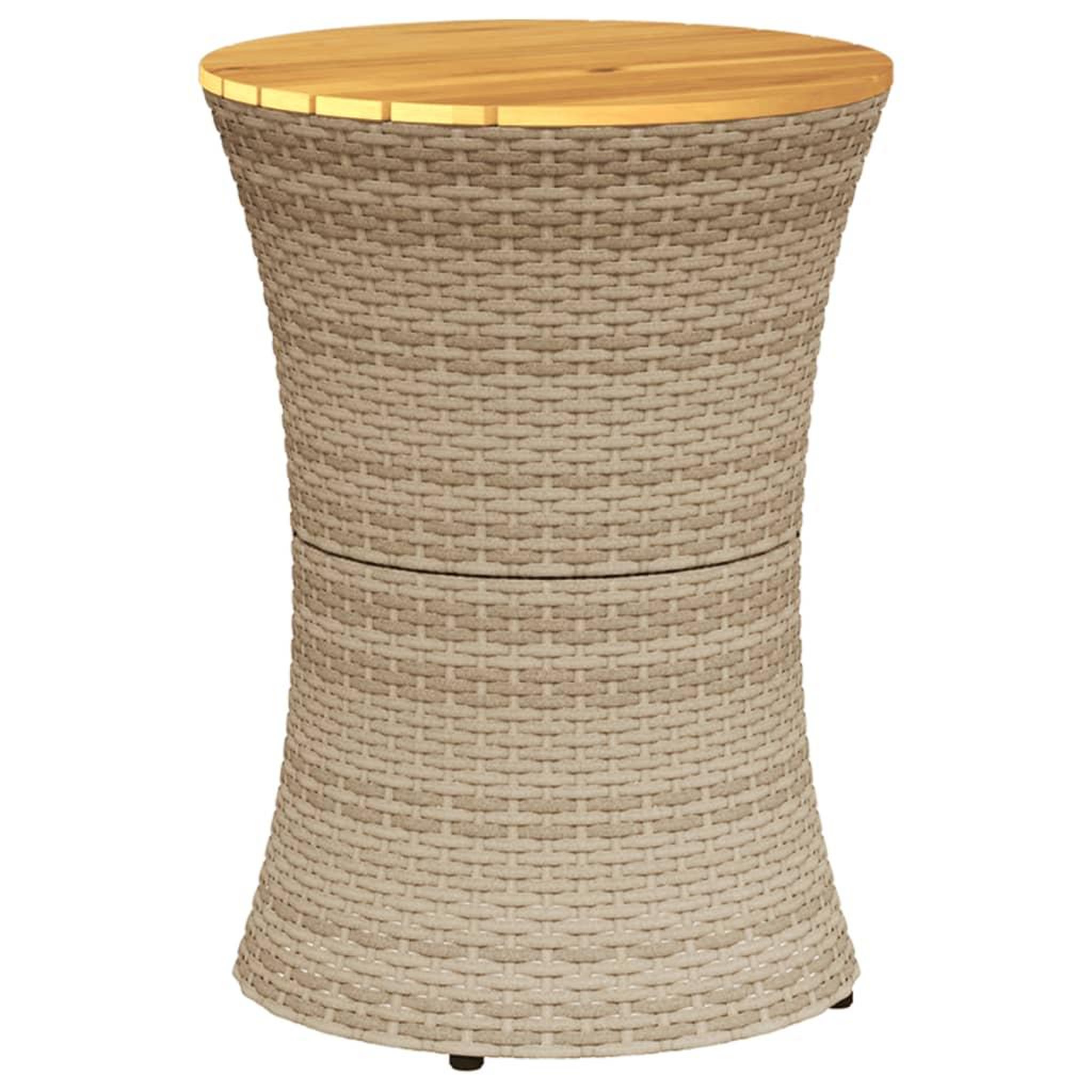 Voir la diapositive 2 : VIDAXL Table d'appoint de jardin forme tambour beige rotin bois massif
