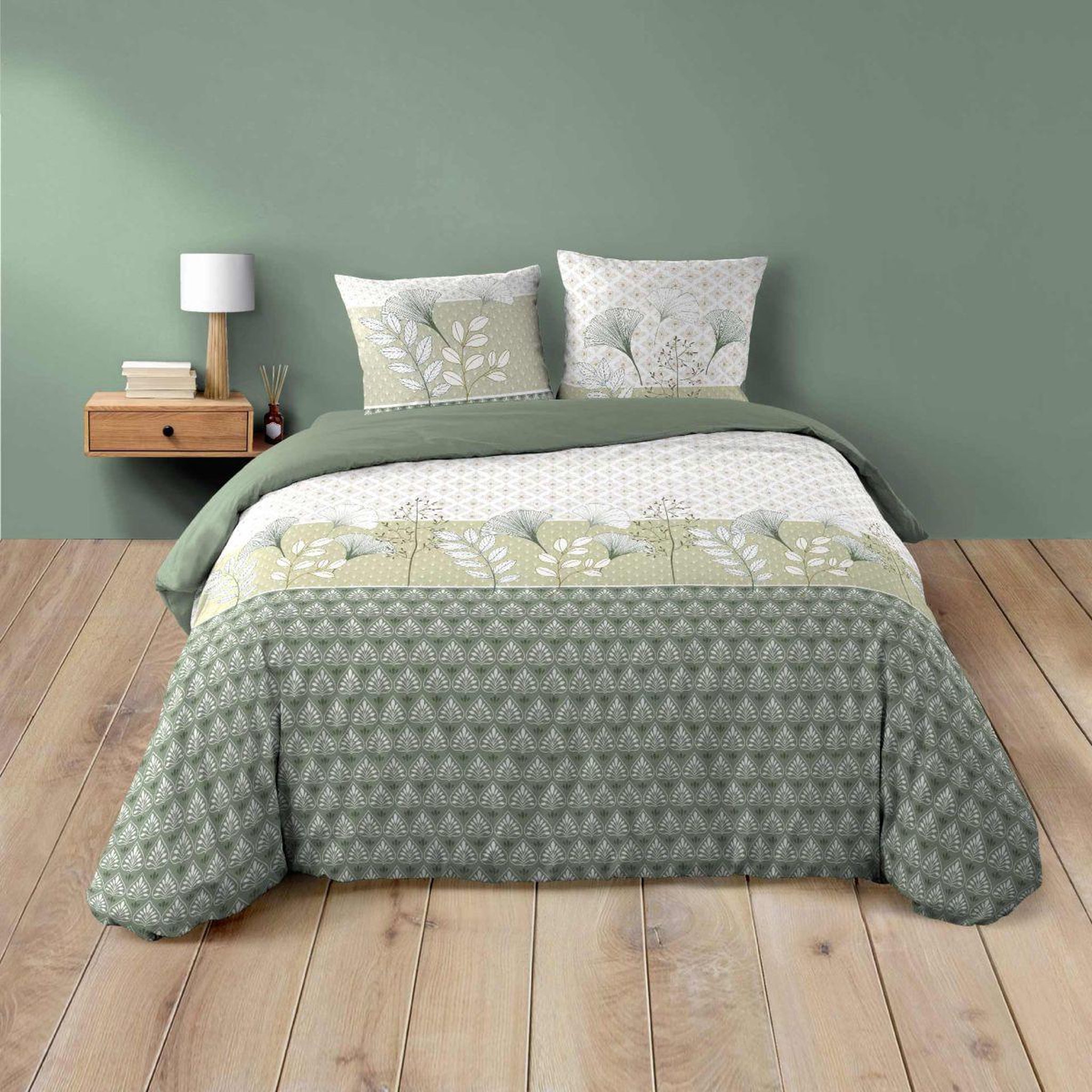 Douceur d'Intérieur Parure de lit 3 pièces  poetine  240x220cm vert
