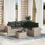 Voir la diapositive 1 : VIDAXL Salon de jardin 6 pcs avec coussins gris clair resine tressee