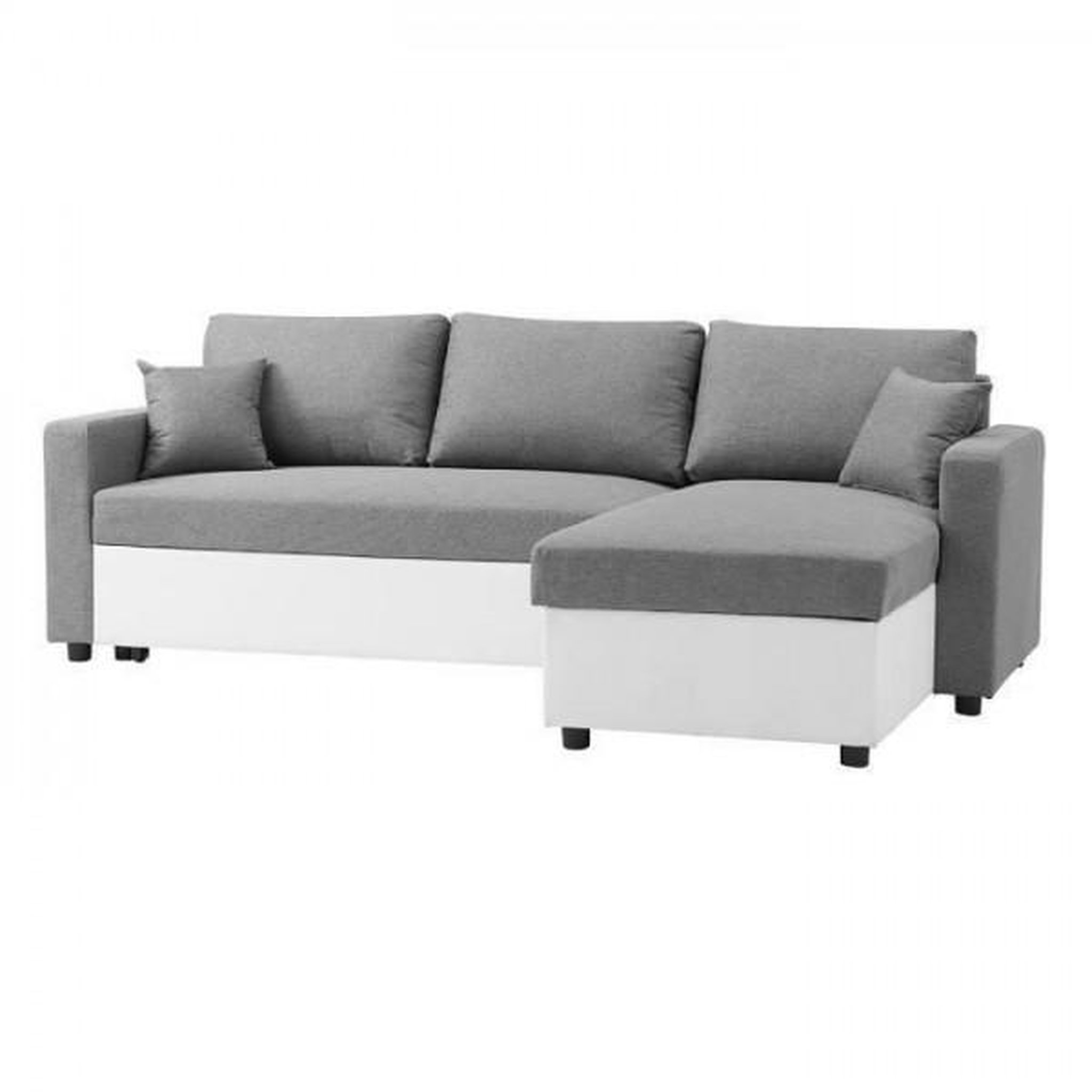 Voir la diapositive 3 : MARKET24 Canapé d'angle réversible convertible grand couchage + coffre - Tissu Blanc et gris - L 228 x P 148 x H 86 cm - OWENS
