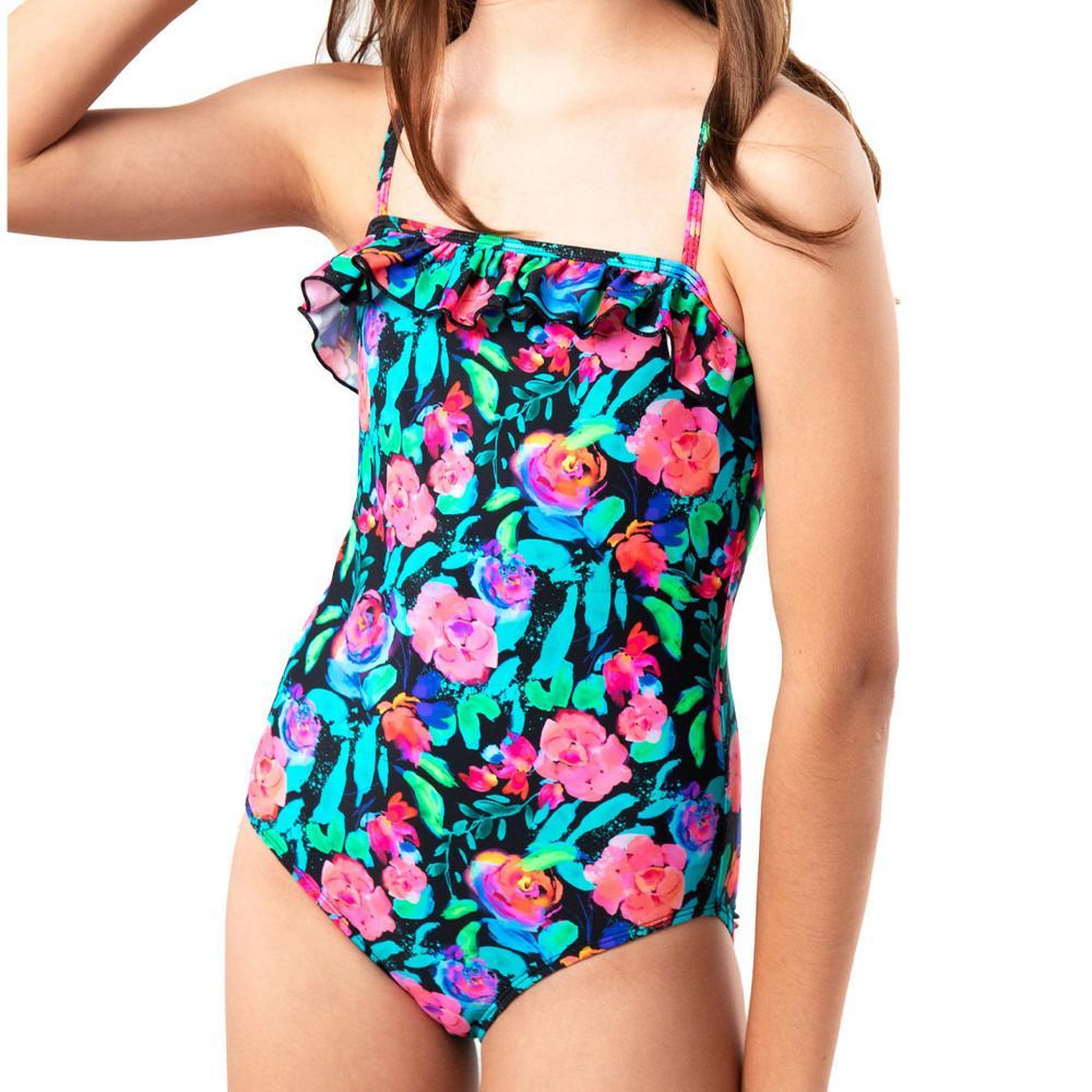 SUN PROJECT Maillot de Bain 1 Pièce à Fleurs Rose/ Fille Sun Project. Coloris disponibles : Noir
