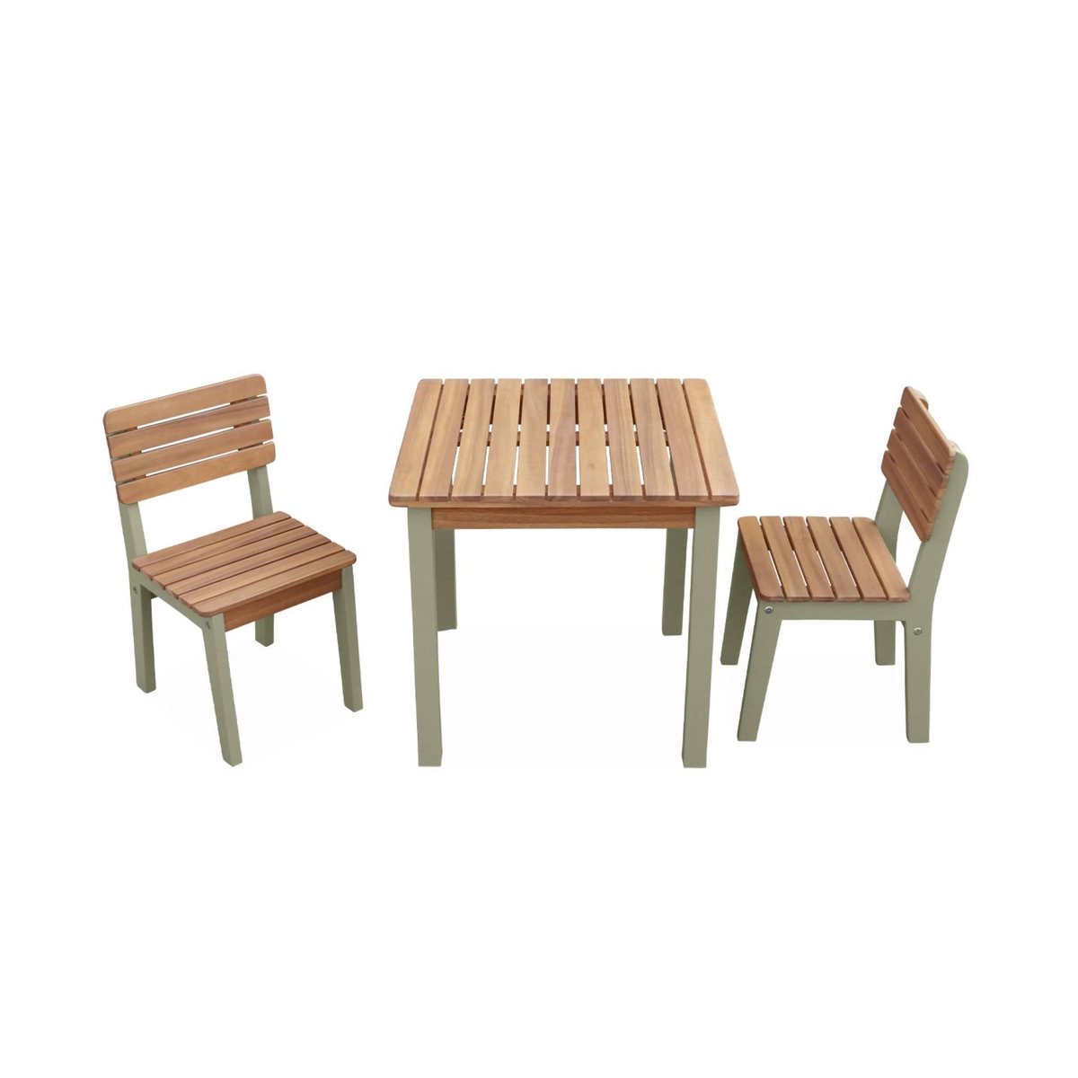 SWEEEK Table de jardin enfant, table en bois d'acacia, intérieur et extérieur avec 2 chaises