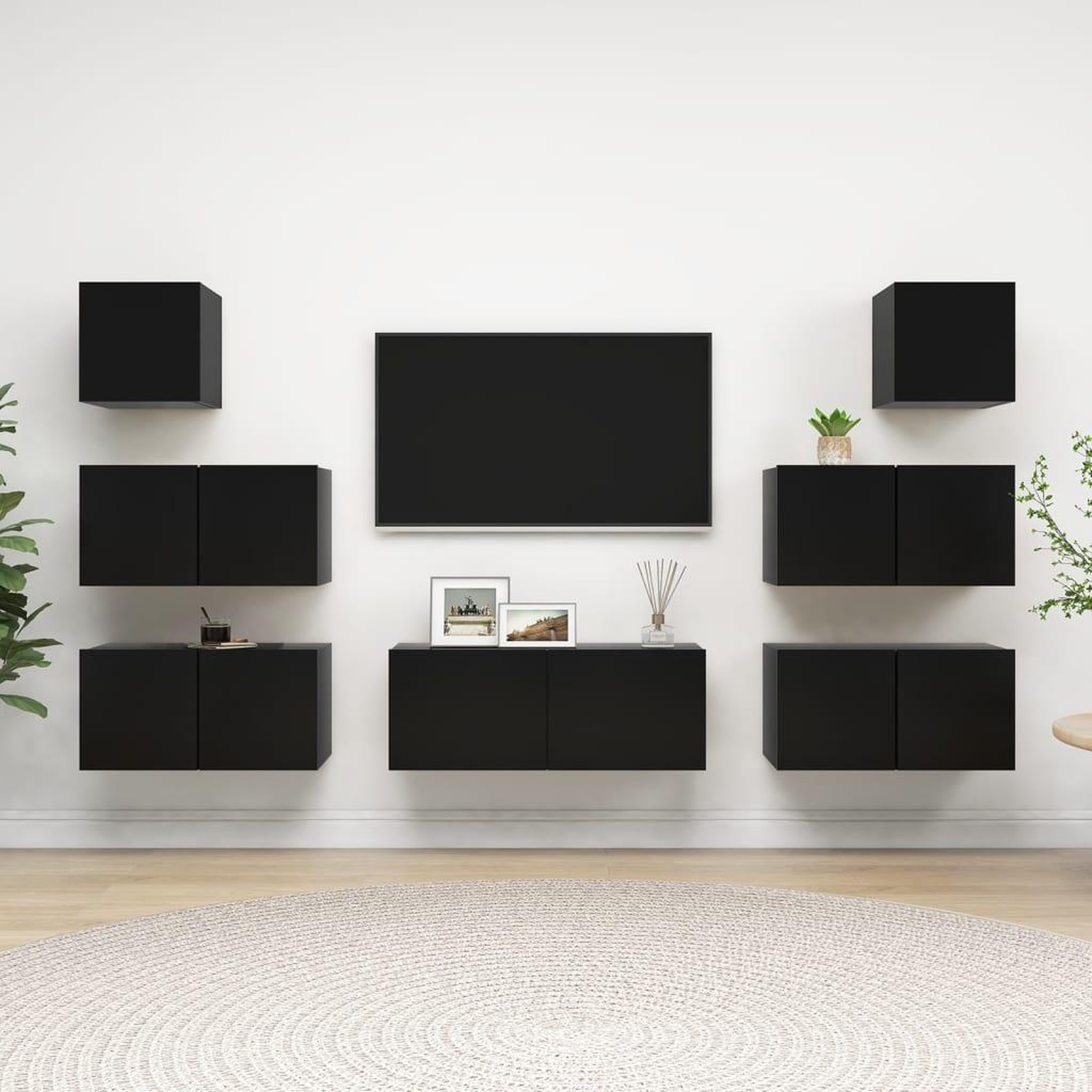 Voir la diapositive 1 : VIDAXL Ensemble de meuble TV 7 pcs Noir Bois d'ingenierie