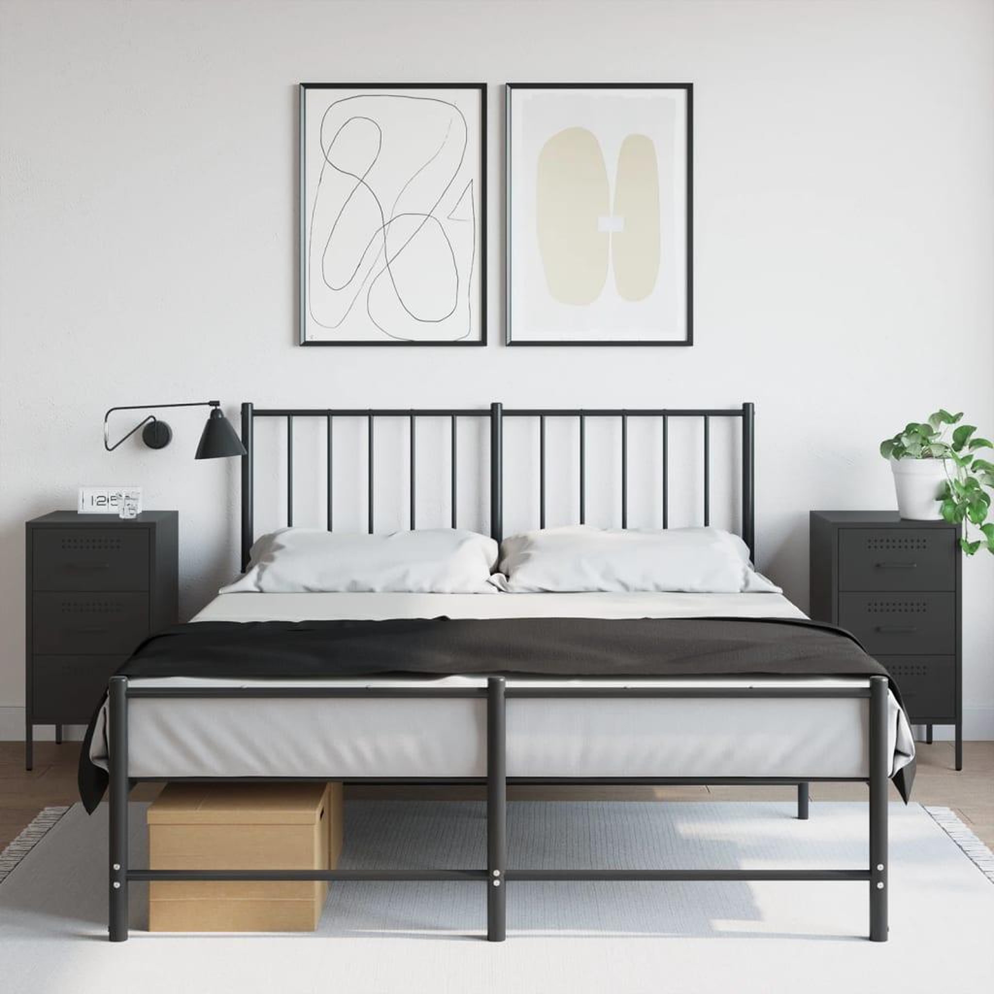 VIDAXL Tables de chevet 2 pcs noir 36x39x68 cm acier
