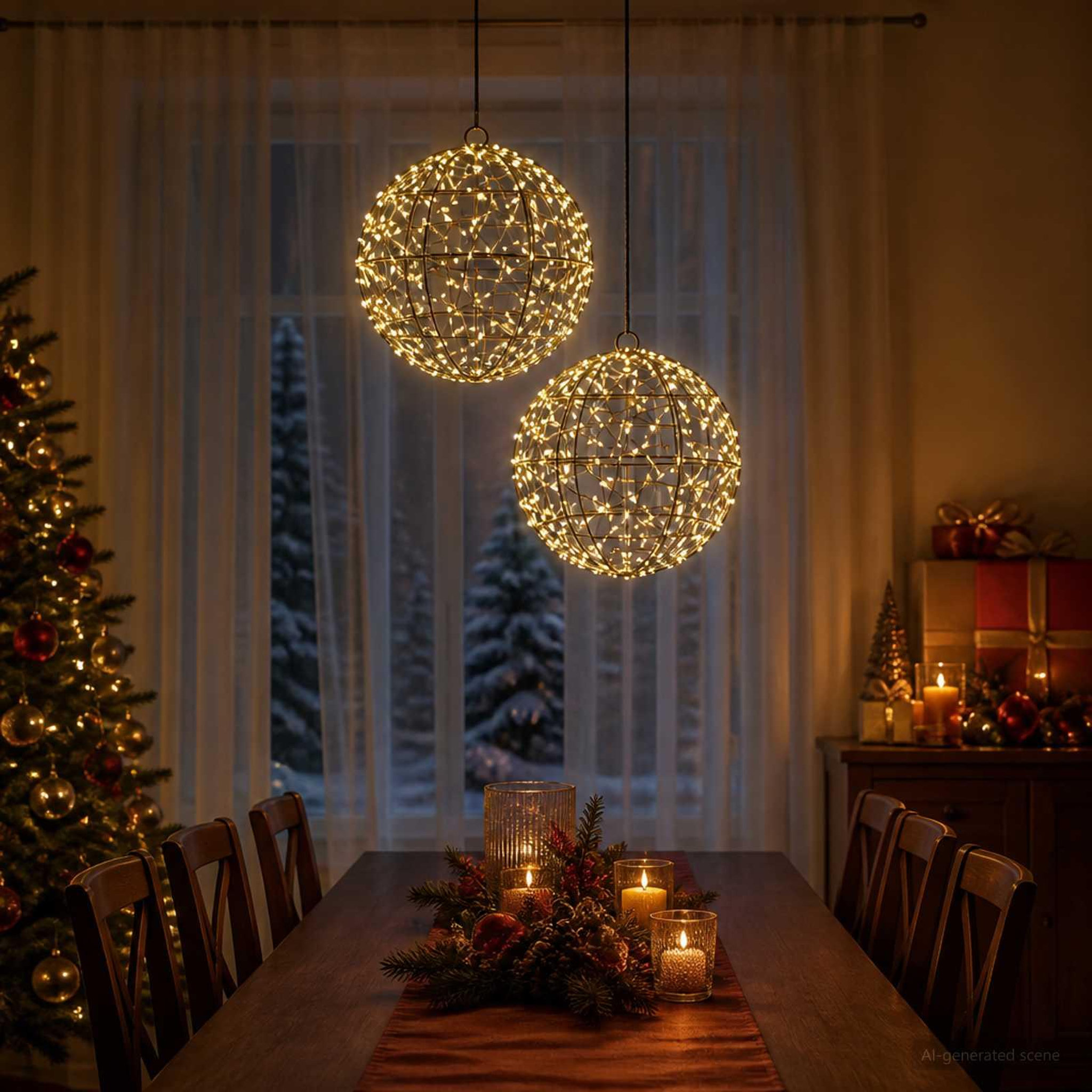 Voir la diapositive 2 : VIDAXL Lumiere de finial de Noël 2 pc 600 LED Blanc chaud Ø 30 x 32 cm