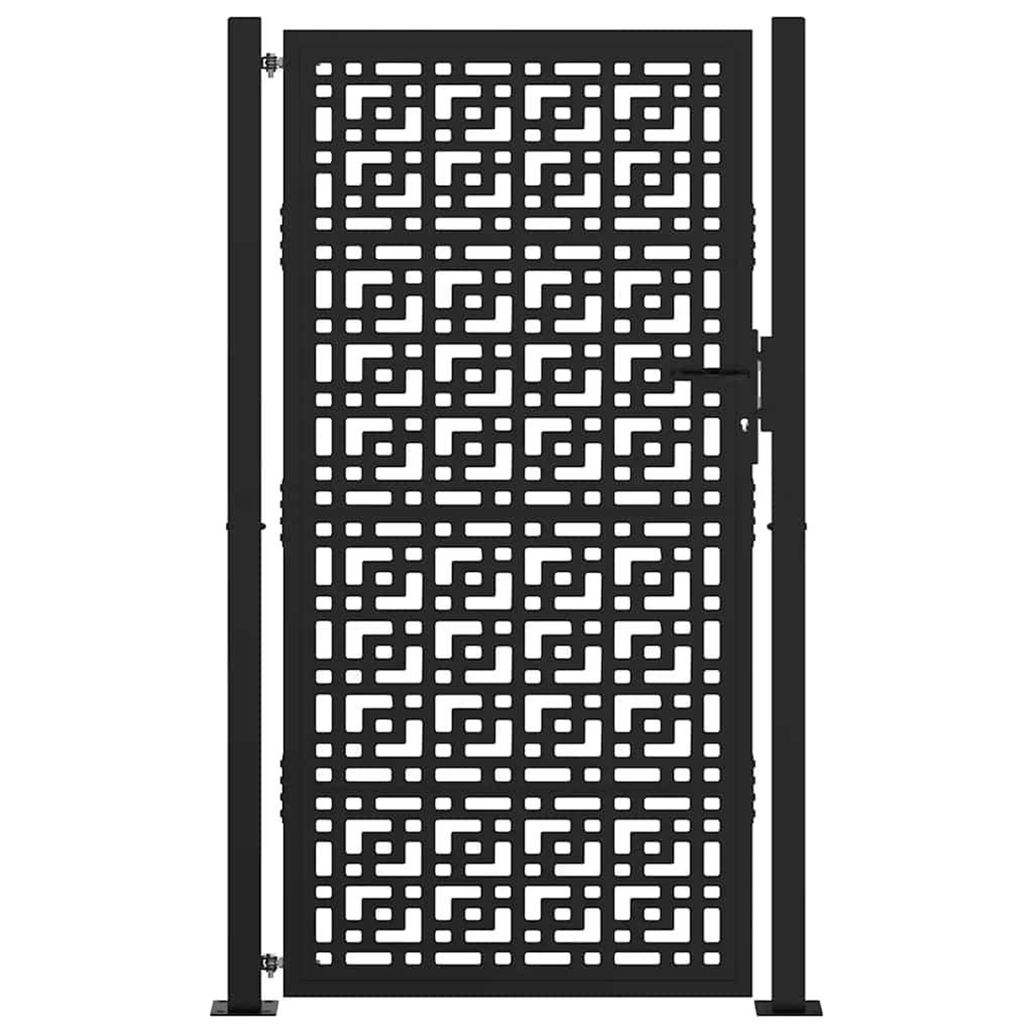 Voir la diapositive 3 : VIDAXL Portail de jardin noir 105x180 cm acier conception croisee