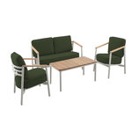 JARDIDECO Salon de jardin Dekoa en alu et pin - 4 places - Jardideco