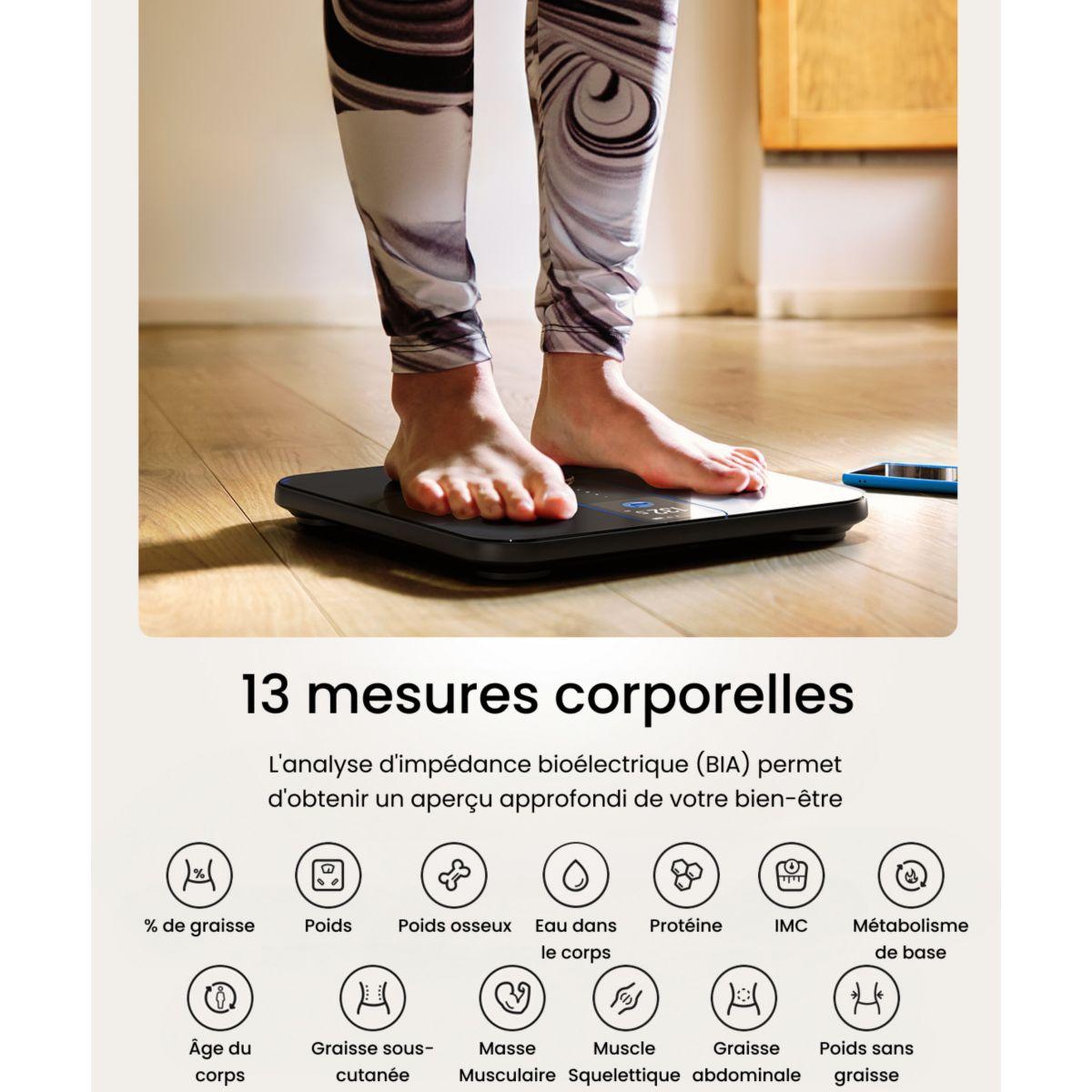 Voir la diapositive 4 : RENPHO Pèse personne connecté elis nova a031- impédancemètre haute précision bluetooth, 13 données corporelles - rechargeable