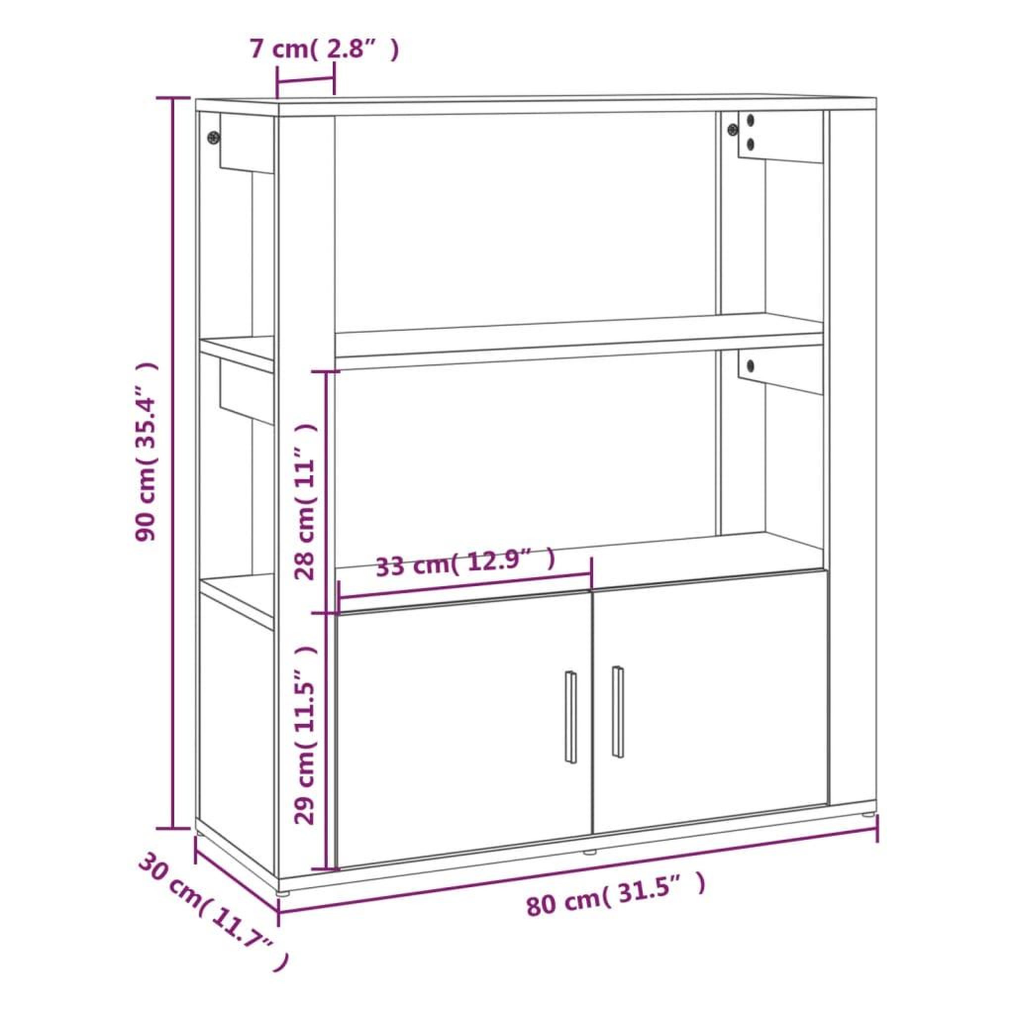 Voir la diapositive 6 : VIDAXL Buffet Gris beton 80x30x90 cm Bois d'ingenierie