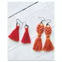  Bijoux Macramé - 2 paires Boucles d'oreilles rouge orange