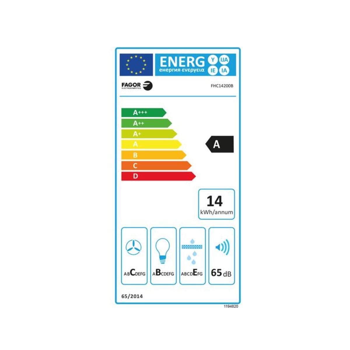 Fagor Hotte visière 60cm 189m3/h blanc - FHC14200B