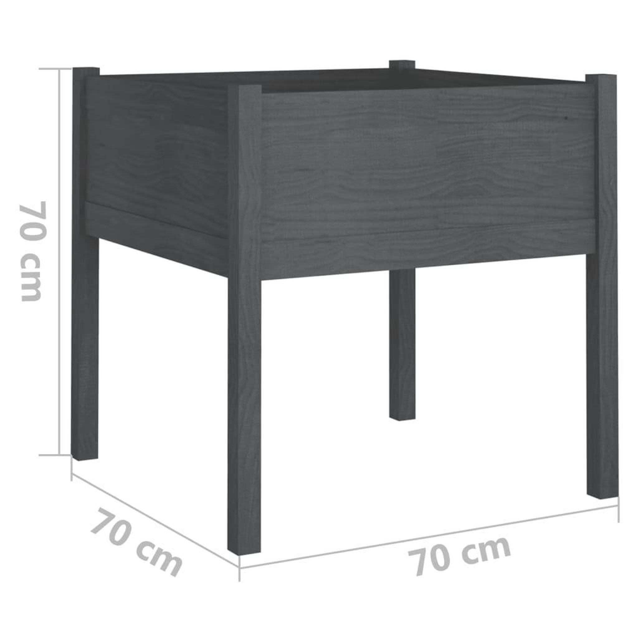 Voir la diapositive 6 : VIDAXL Jardinieres 2 pcs Gris 70x70x70 cm Bois de pin massif