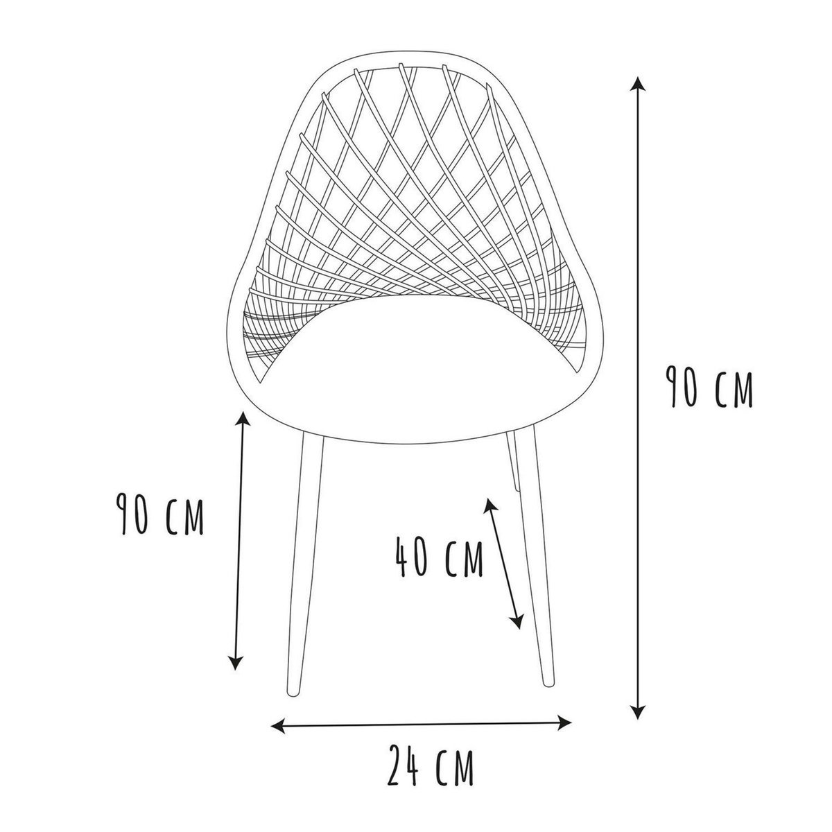 TOILINUX Lot de 4 chaises d'extérieur Malaga en polypropylène