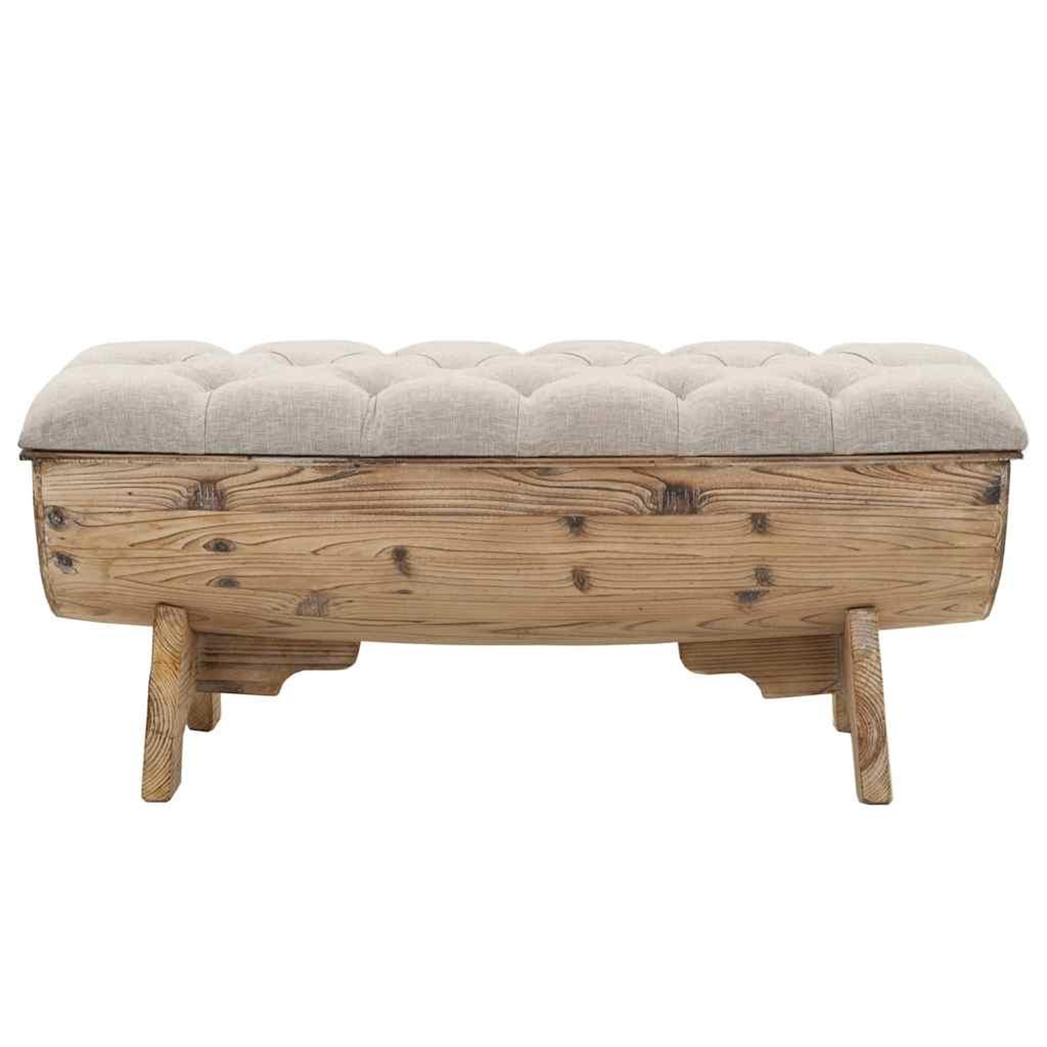 Voir la diapositive 4 : VIDAXL Banc de rangement bois massif et tissu 103 x 51 x 44 cm