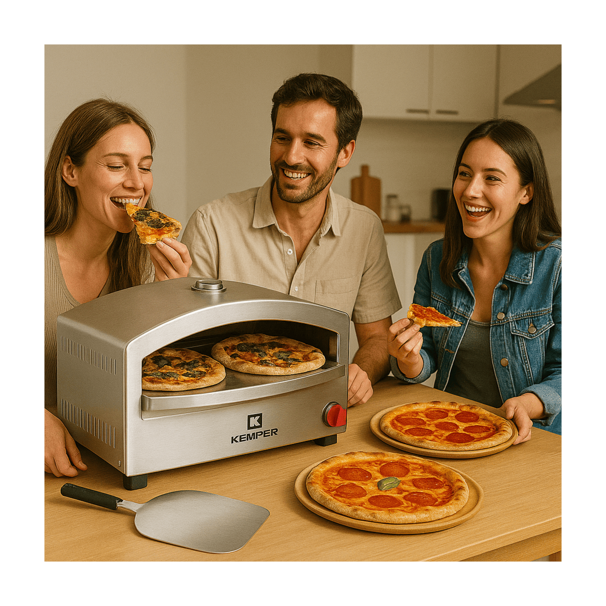 Kemper Four à pizza à gaz 4800W Cuisson pierre réfractaire 250 à 400°C Spatule Incluse KEMPER