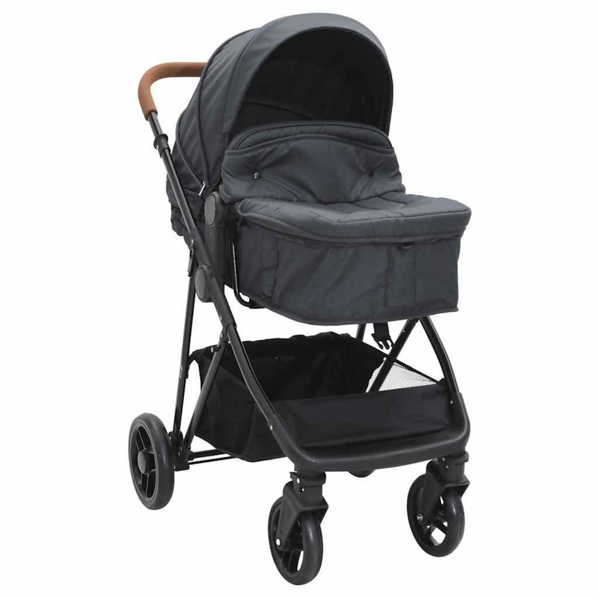 VIDAXL Poussette pour bebe 2-en-1 Anthracite et noir Acier