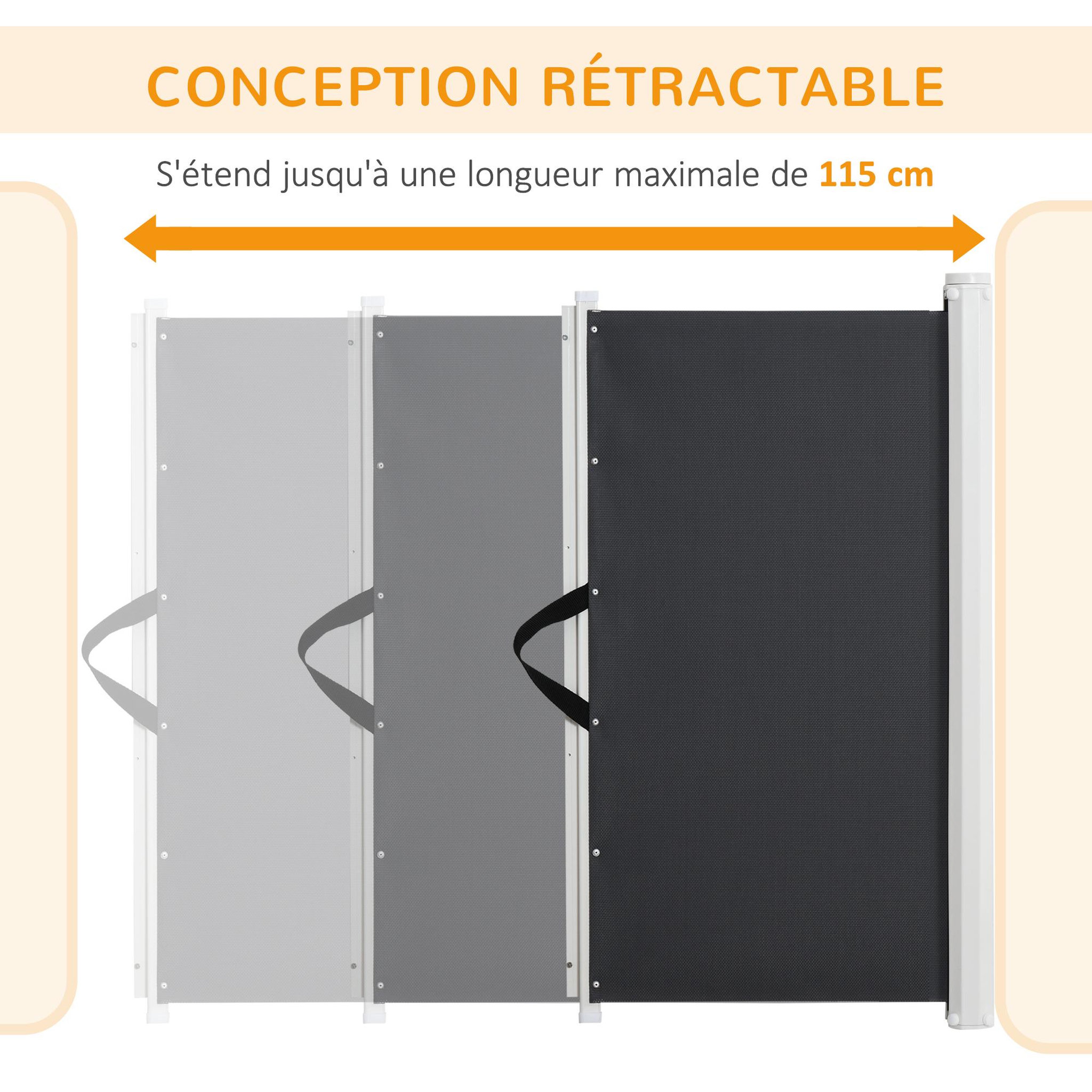 Voir la diapositive 5 : PAWHUT Barrière de sécurité barrière animaux rétractable automatique 1,15L x 0,83H m teslin métal gris