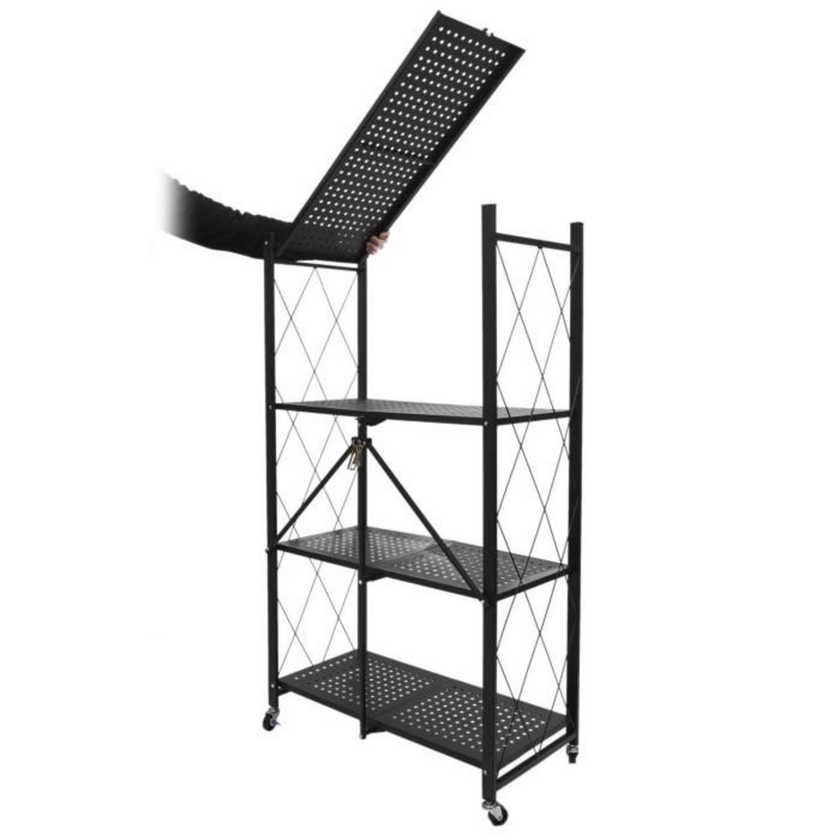 Paris Prix Étagère Pliable en Métal  4 Niveaux  127cm Noir