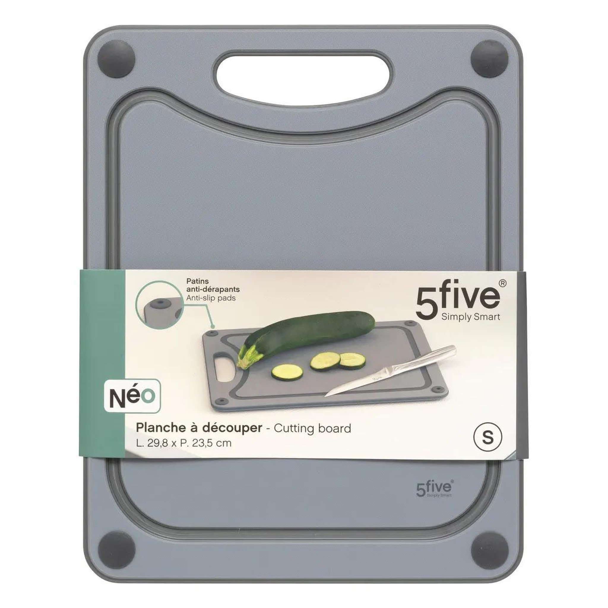 Voir la diapositive 5 : FIVE Planche à Découper Antidérapante  Néo  29cm Gris