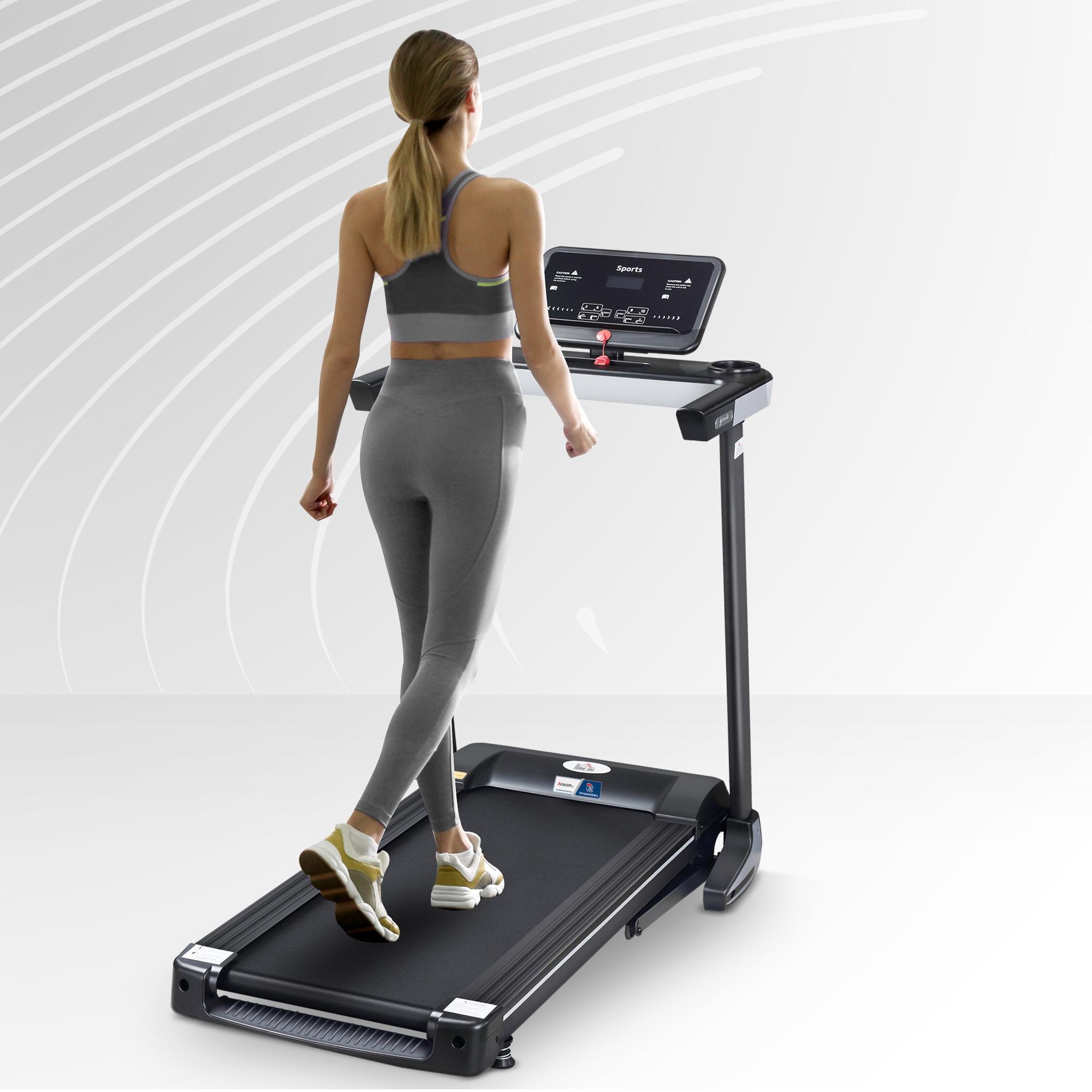 Voir la diapositive 2 : HOMCOM Tapis de course pliable - collaboration aosom.fr x ffhandball - 1-12 km/h 500 w écran lcd 12 programmes noir