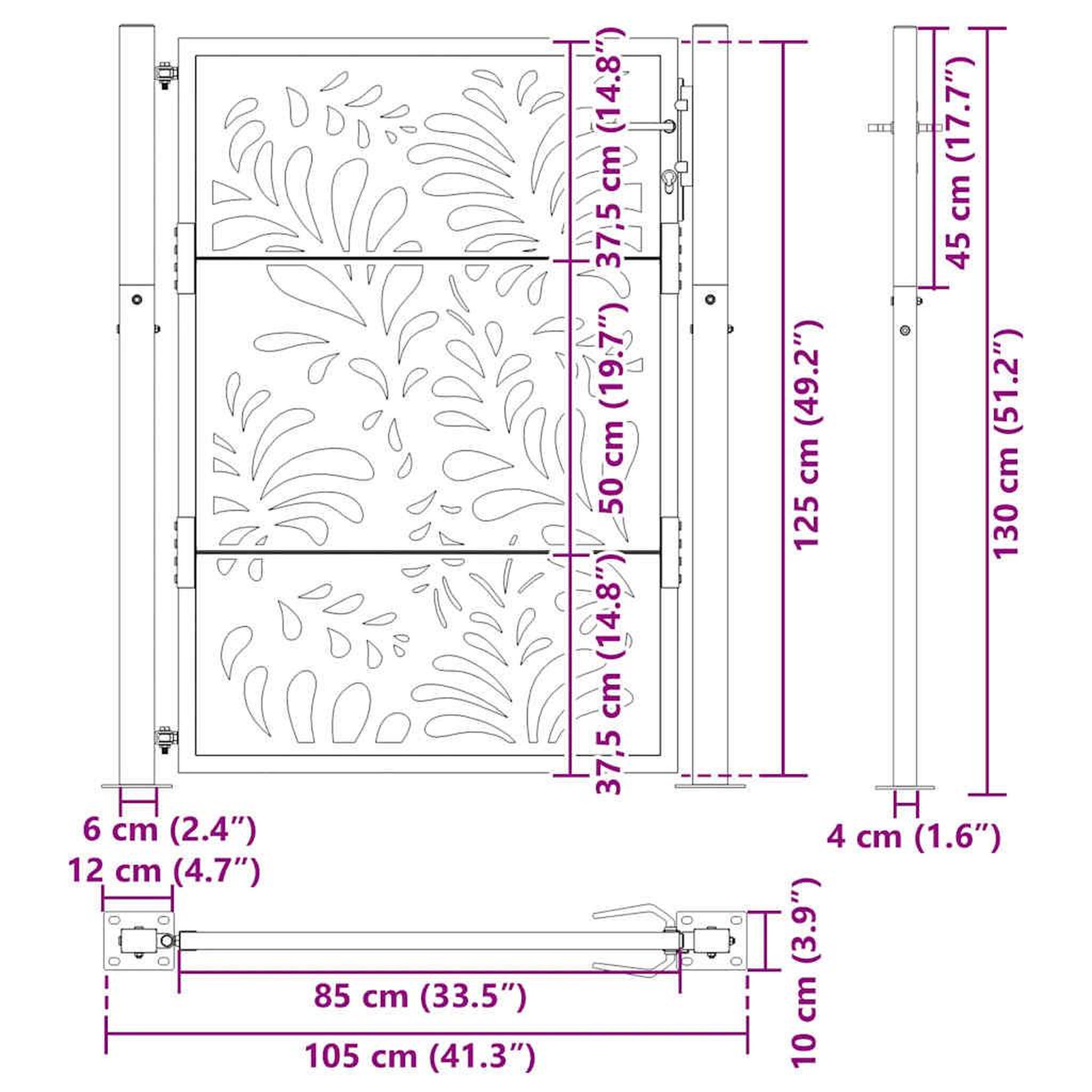 Voir la diapositive 6 : VIDAXL Porte de jardin acier resistant aux intemperies design vagues