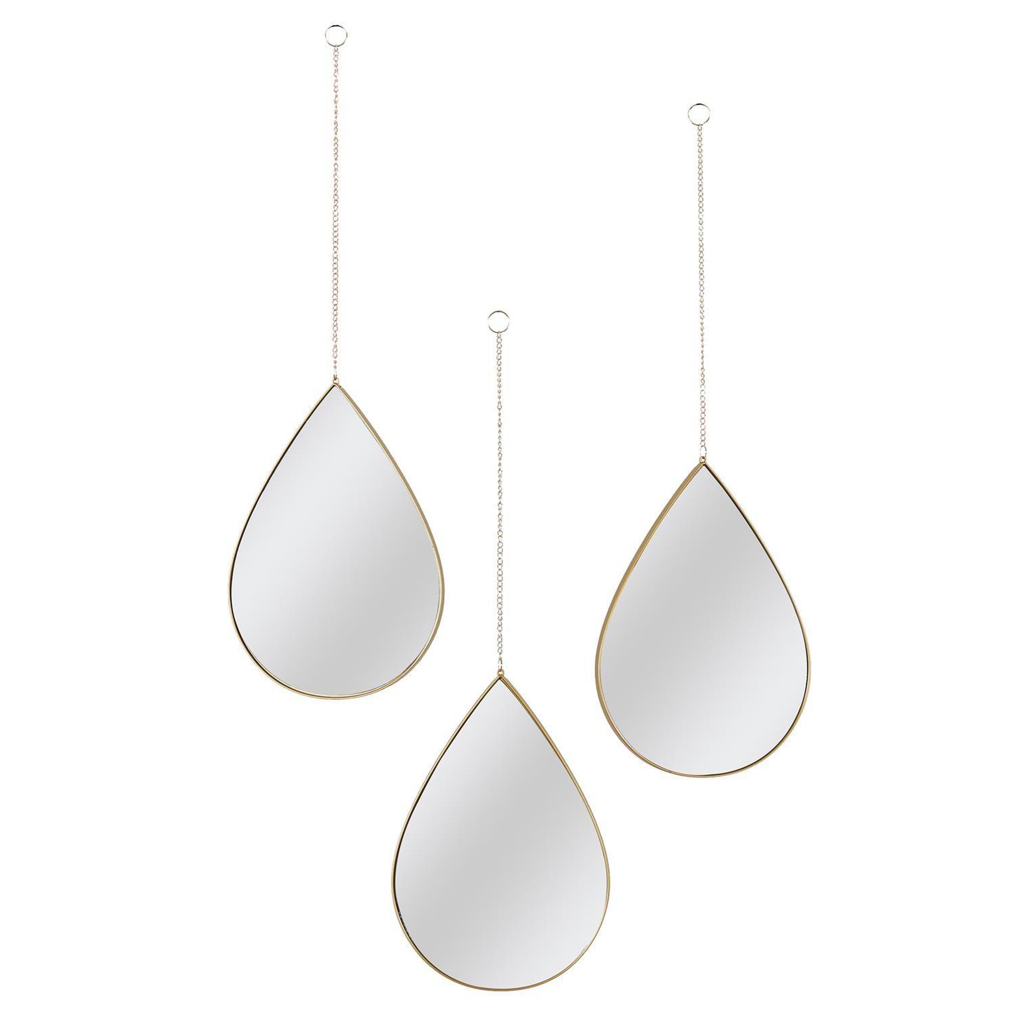 Voir la diapositive 1 : The Home Deco Factory Lot de 3 miroirs gouttes 19,1x27,2cm - Doré