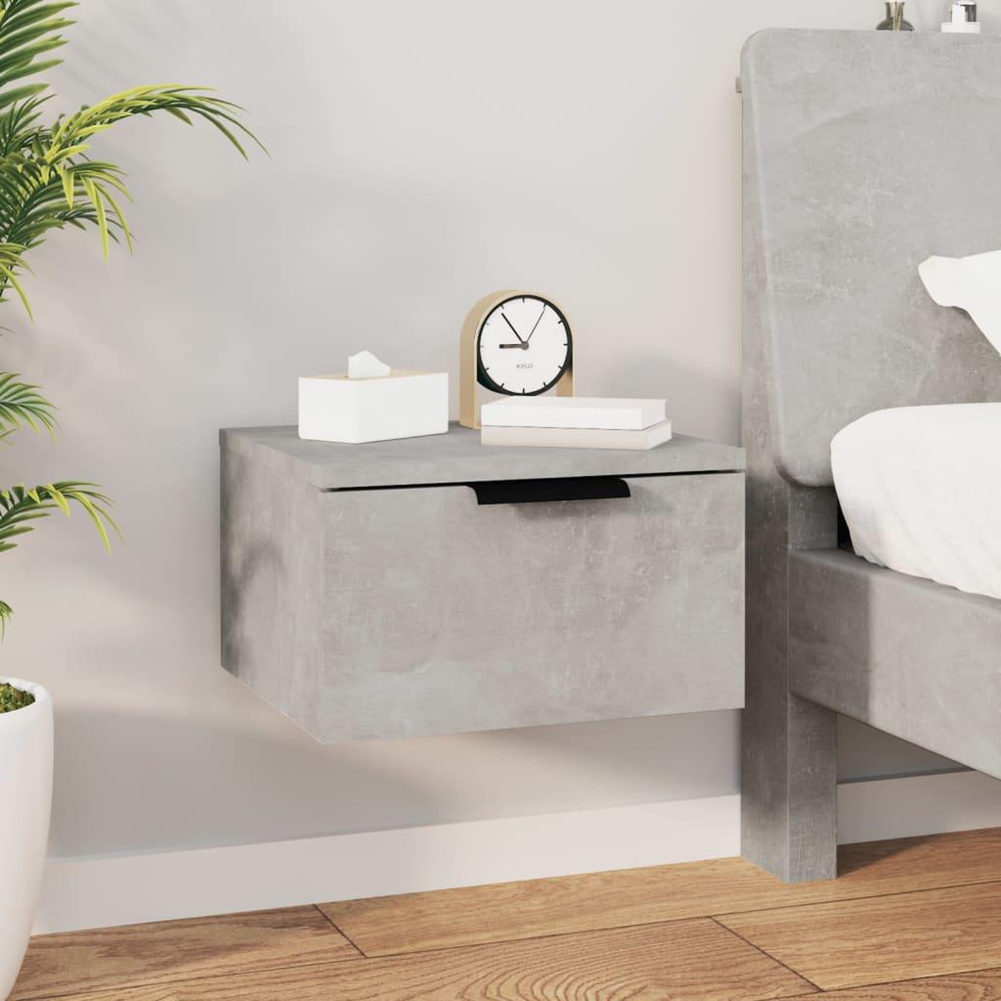 VIDAXL Table de chevet murale Gris beton 34x30x20 cm