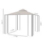 Voir la diapositive 3 : OUTSUNNY Pavillon de jardin tonnelle barnum style colonial double toit toiles moustiquaires amovibles zippées dim. 2,95L x 2,95l x 2,75H m beige noir