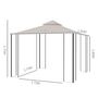 Voir la diapositive 3 : OUTSUNNY Pavillon de jardin tonnelle barnum style colonial double toit toiles moustiquaires amovibles zippées dim. 2,95L x 2,95l x 2,75H m beige noir