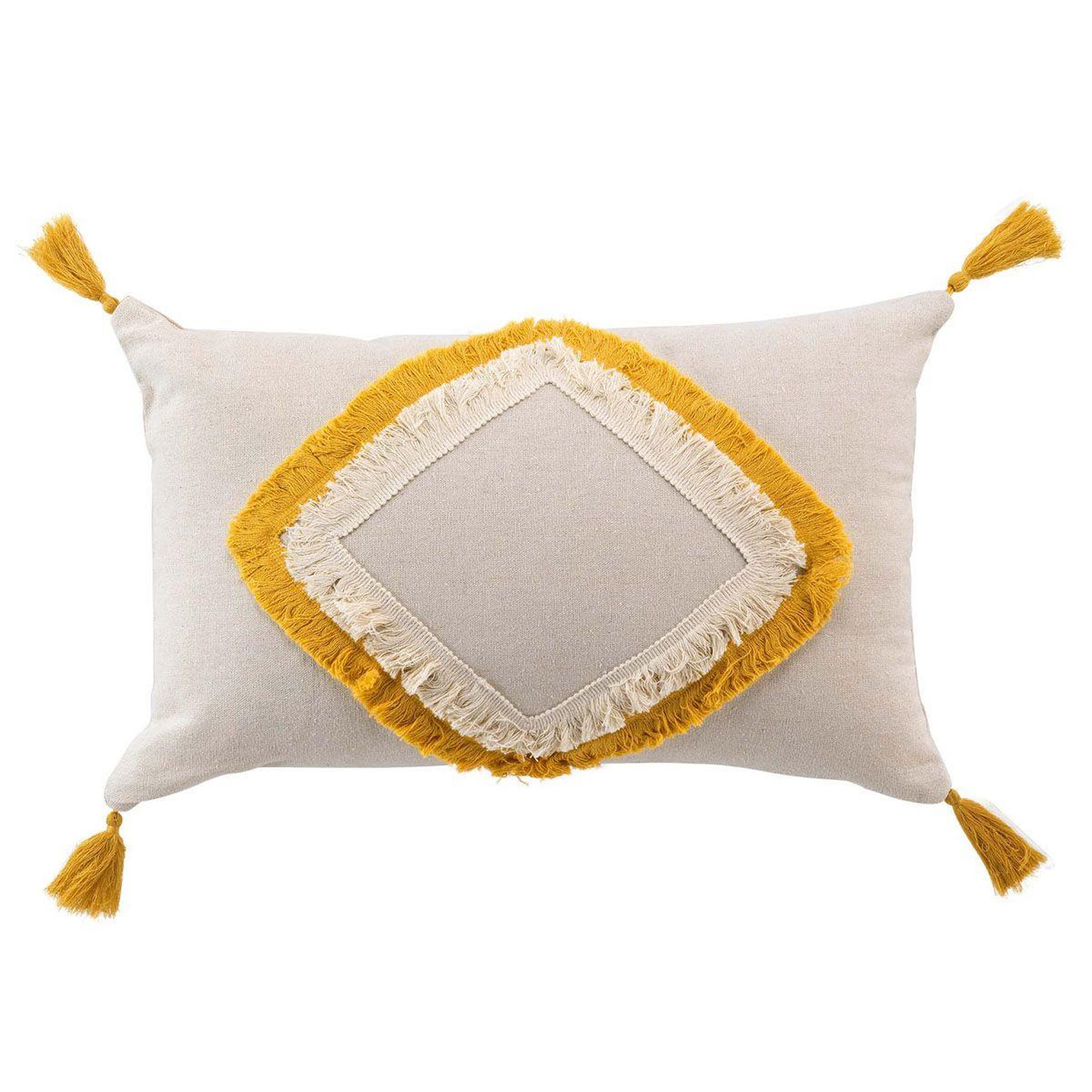 Douceur d'Intérieur Coussin déco à pompons  malory  30x50cm jaune