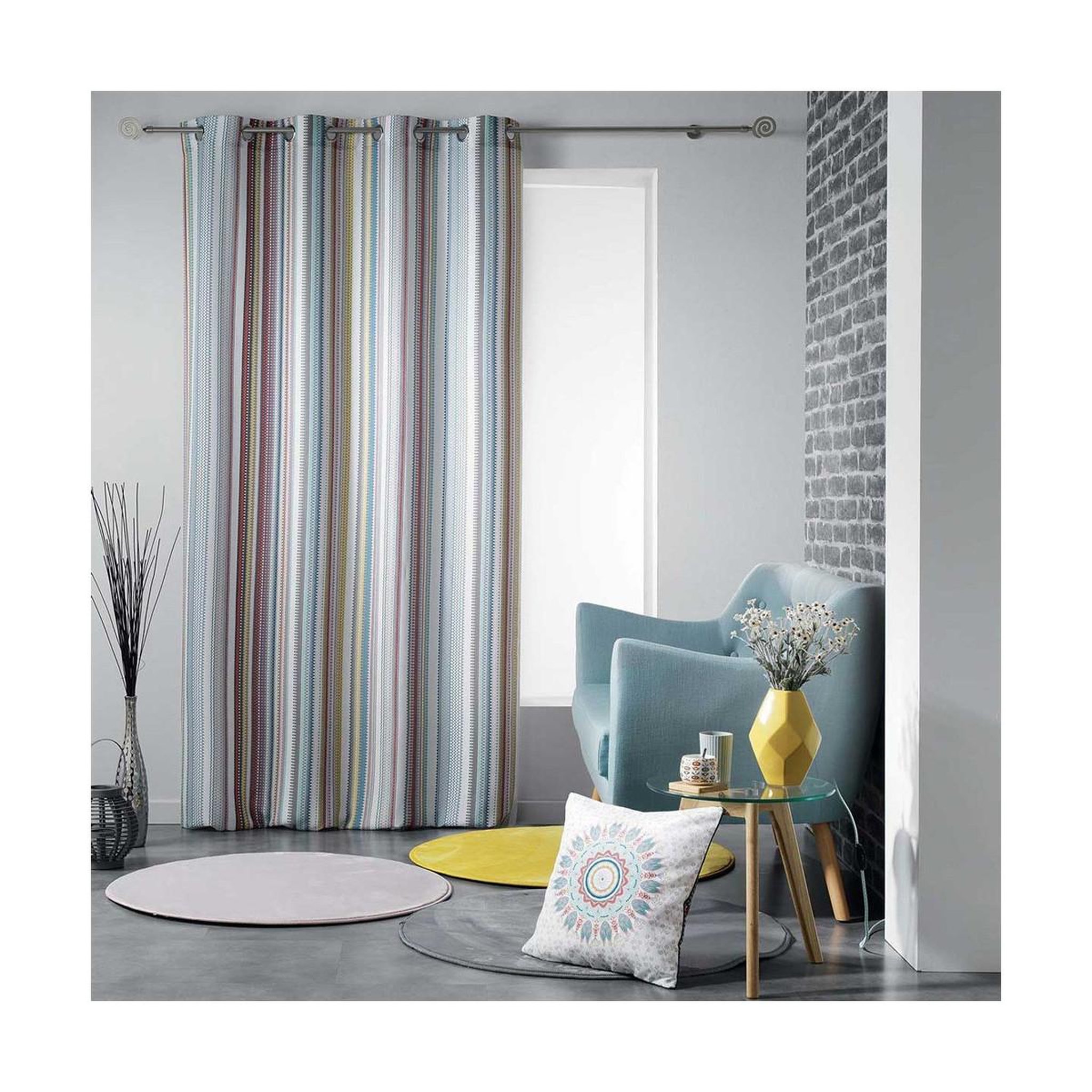 Voir la diapositive 2 : Douceur d'Intérieur Coussin ethnique passepoil  caly  40x40cm gris