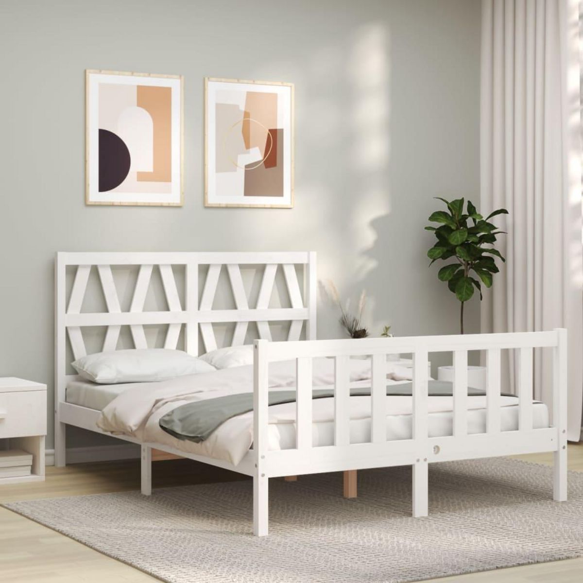 VIDAXL Cadre de lit sans matelas blanc bois de pin massif