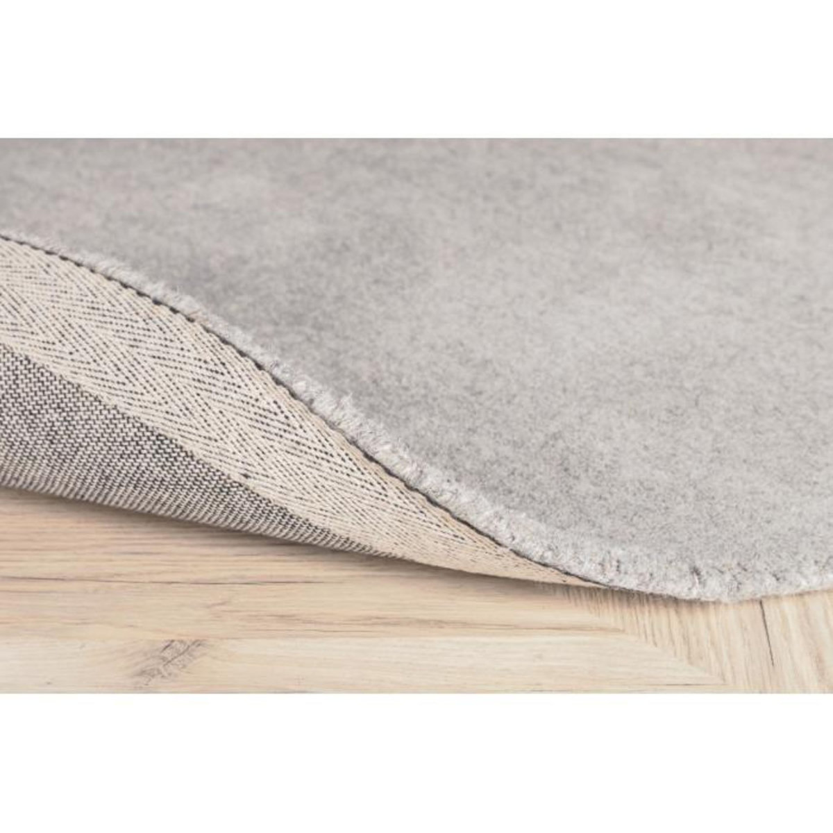 Paris Prix Tapis Déco Rond en Laine  Ulla  200cm Gris Clair