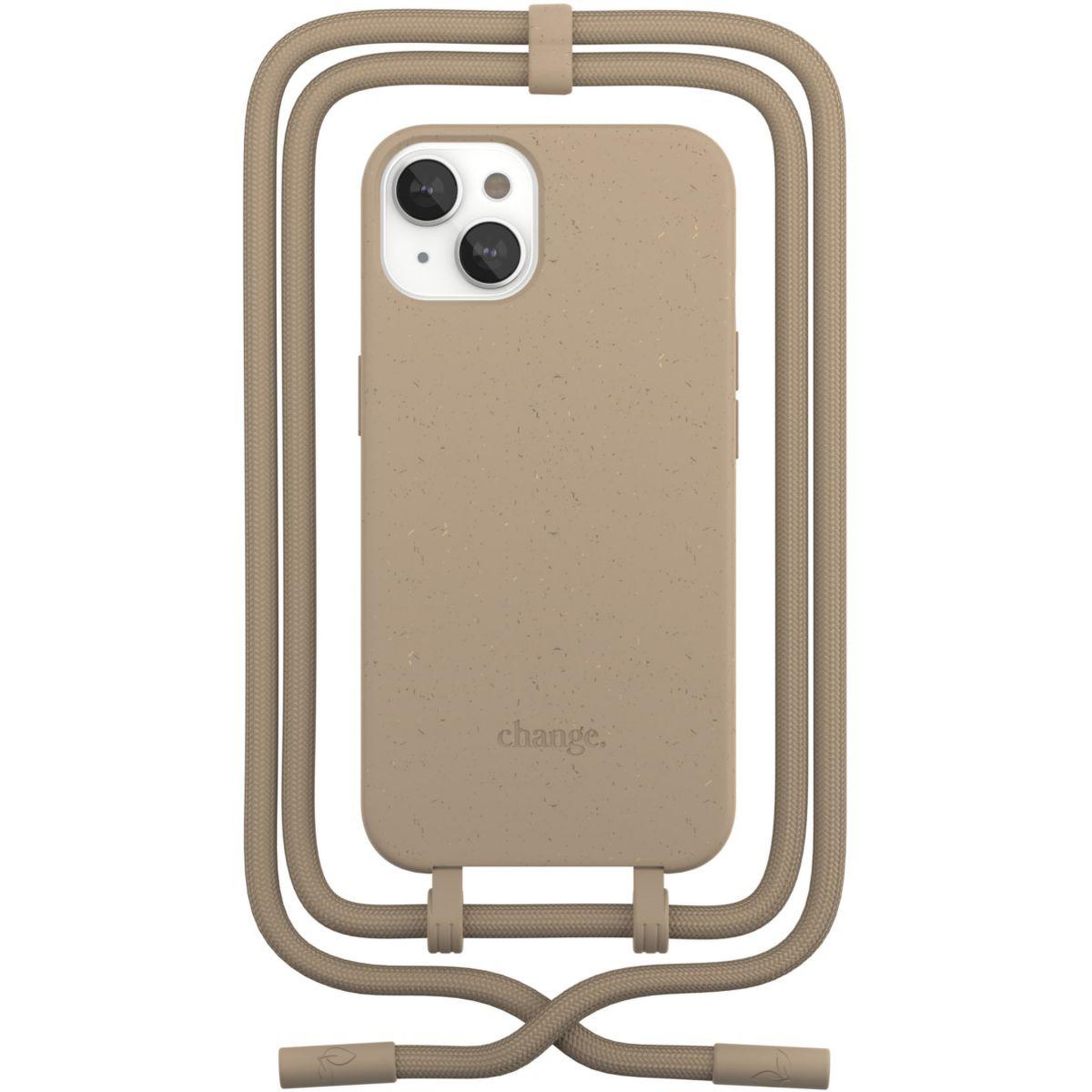 WOODCESSORIES Coque avec cordon iPhone 14 Plus Tour de cou Taupe