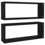 Voir la diapositive 2 : VIDAXL Etageres murales cube 2 pcs Noir 60x15x23 cm Bois d'ingenierie