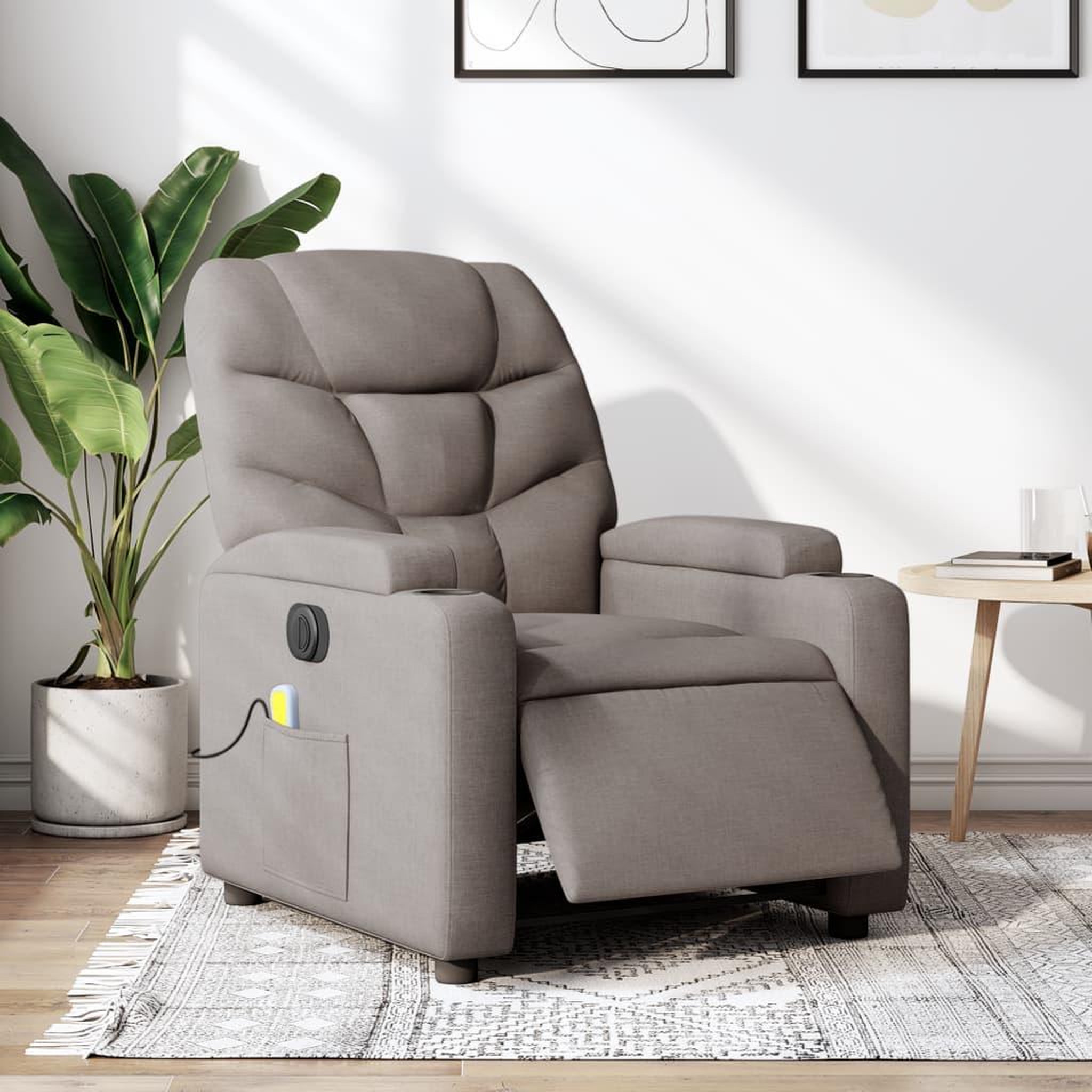 VIDAXL Fauteuil de massage inclinable electrique Taupe Tissu