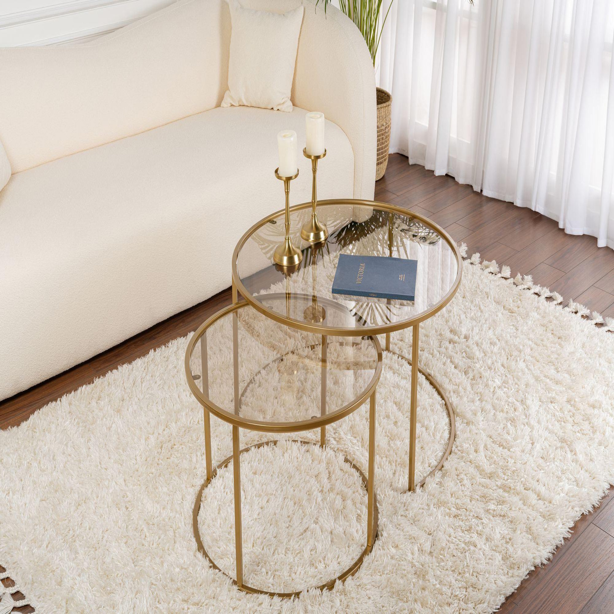 Voir la diapositive 2 : Habitat et Jardin Lot de 2 tables basses en métal  aurum  - 80 x 80 x 43 cm - or bronze