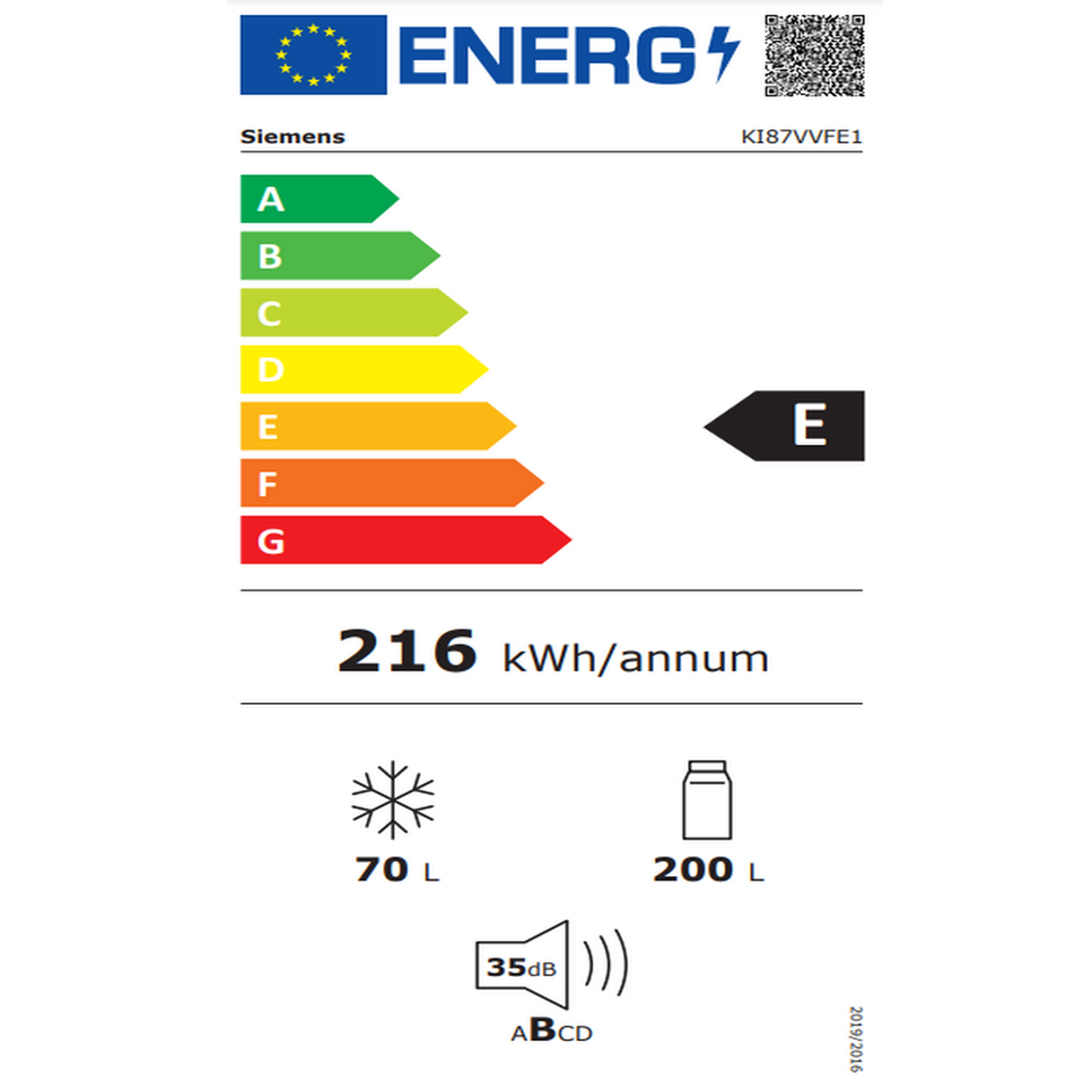 Voir la diapositive 2 : Siemens Réfrigérateur combiné intégrable à pantographe 270l lowfrost - ki87vvfe1