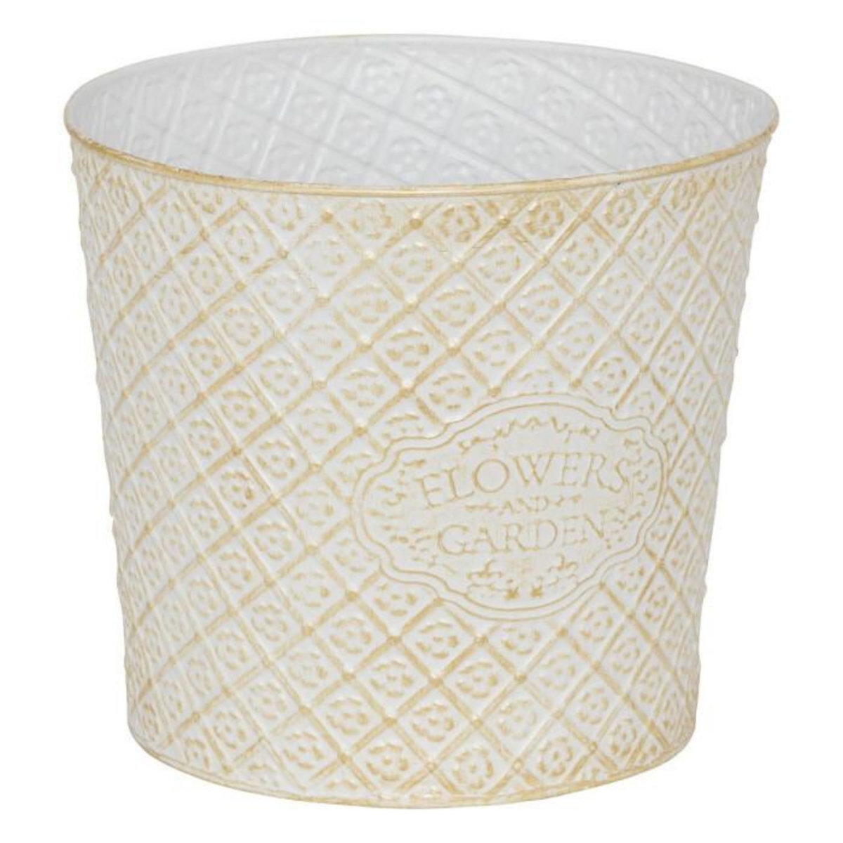 ATMOSPHERA Lot de 2 Cache-Pots en Métal  Tino  22cm Blanc