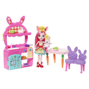 Coffret Enchantimals - Mini Poupée La Cuisine Du Lapin Avec Mobilier Et Accessoires (poupée 15cm Incluse)