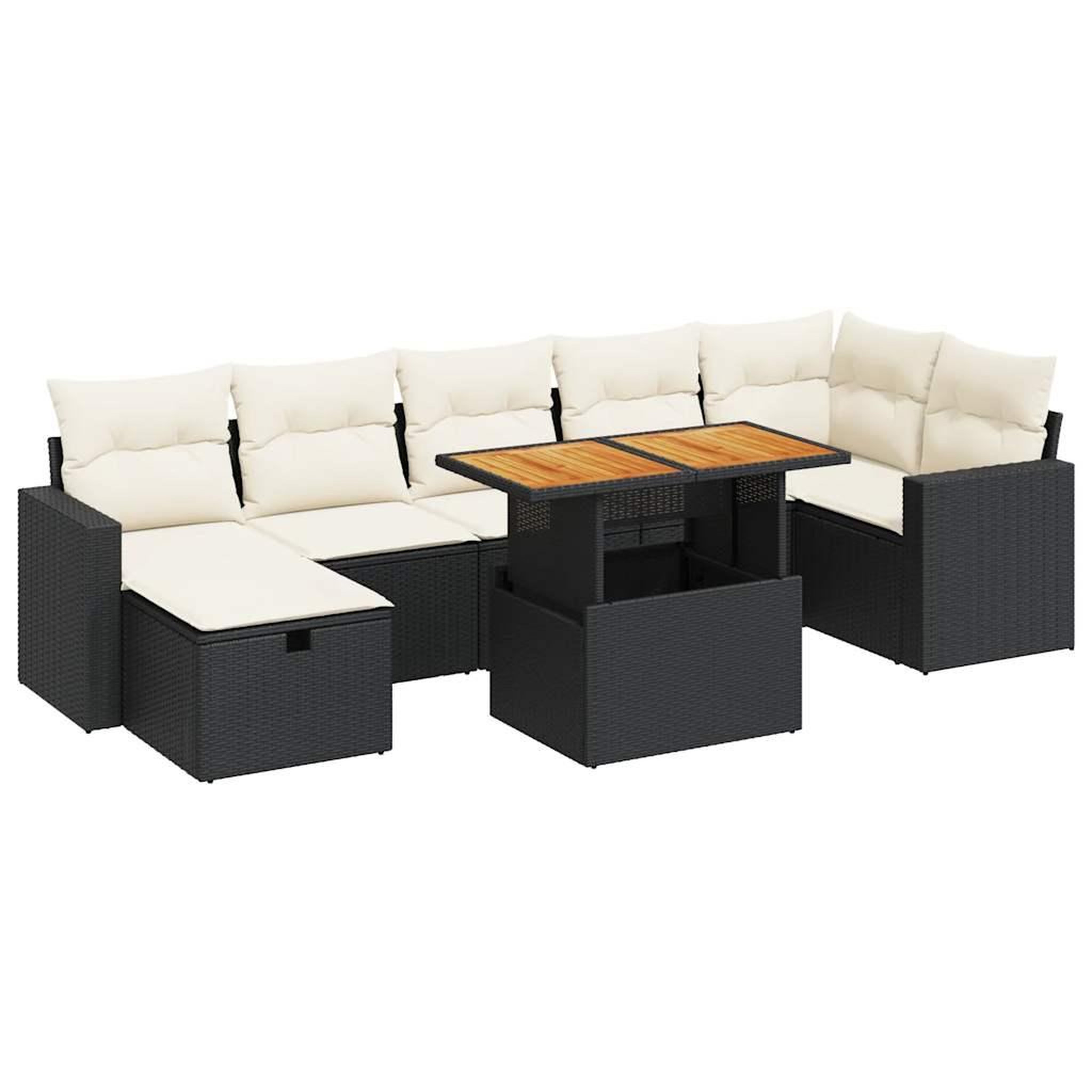 Voir la diapositive 2 : VIDAXL Salon de jardin 5 pcs avec coussins noir resine tressee acacia