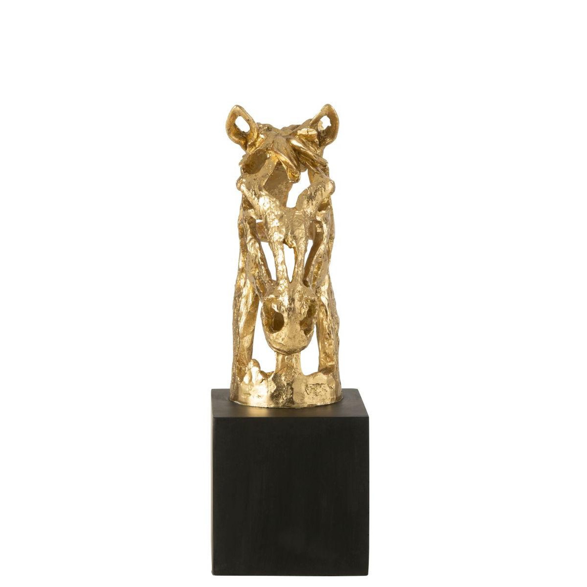 Voir la diapositive 2 : J-LINE Tête de cheval ajourée sur socle  hollywood  40cm doré
