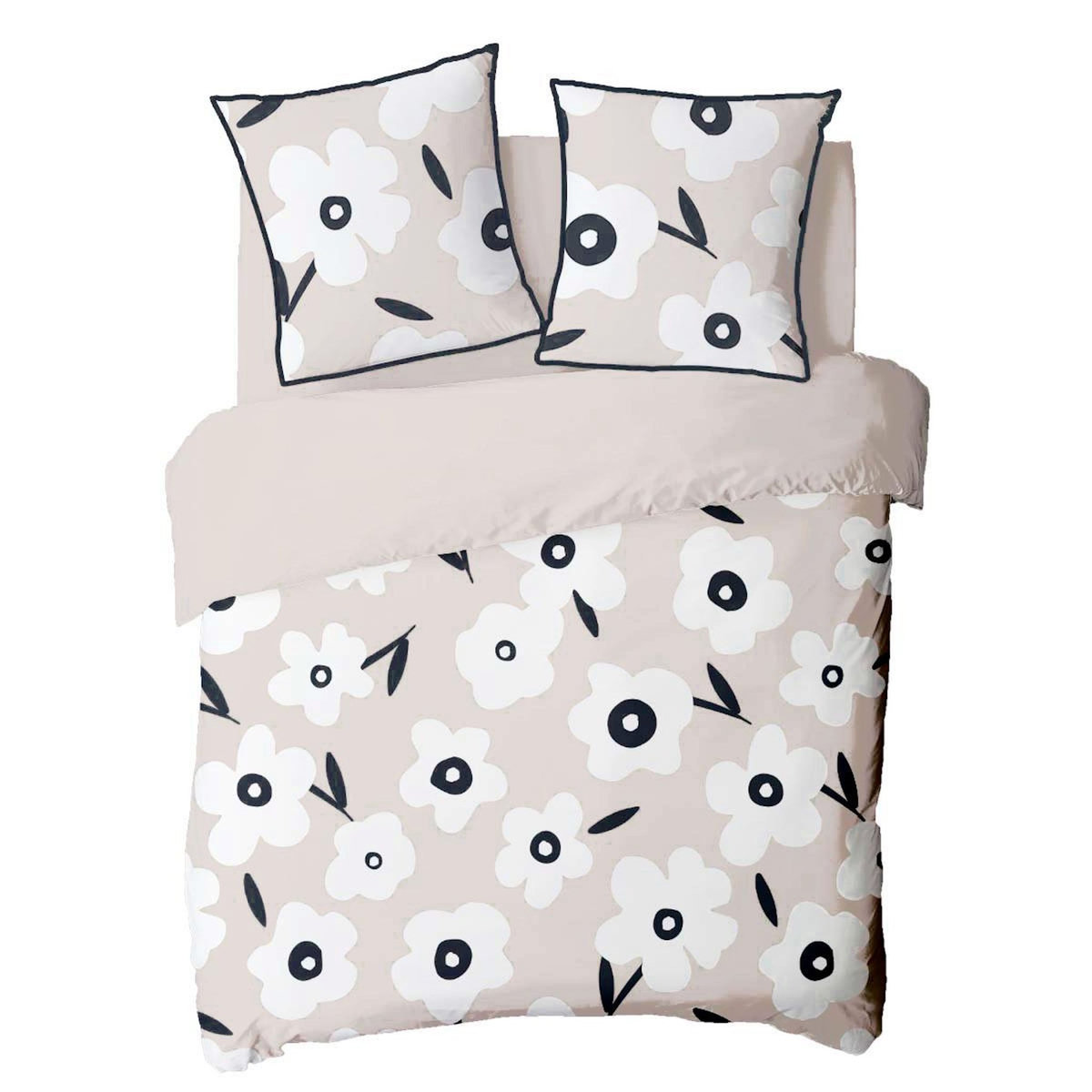 FUTURE HOME Parure de lit 2 personnes fleur en coton