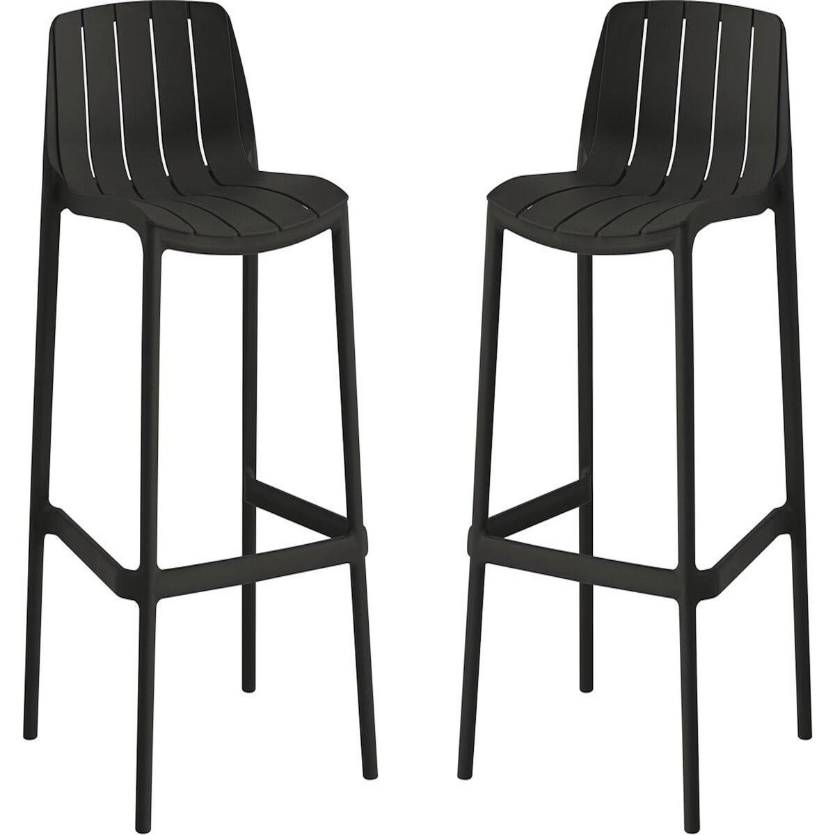 Habitat et Jardin Lot de 2 chaises hautes de jardin empilable  Vaena  - Noir